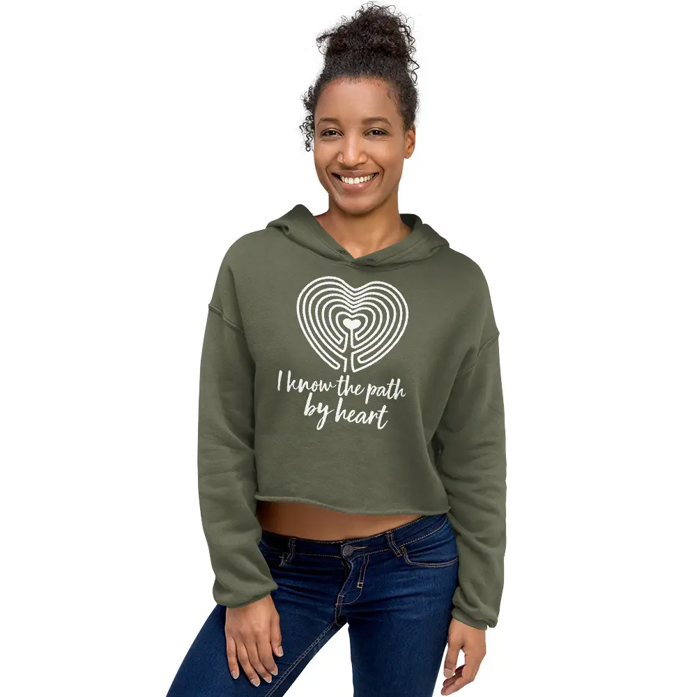 Labyrinth Heart labyrinth I know the Path by Heart Crop Hoodie
