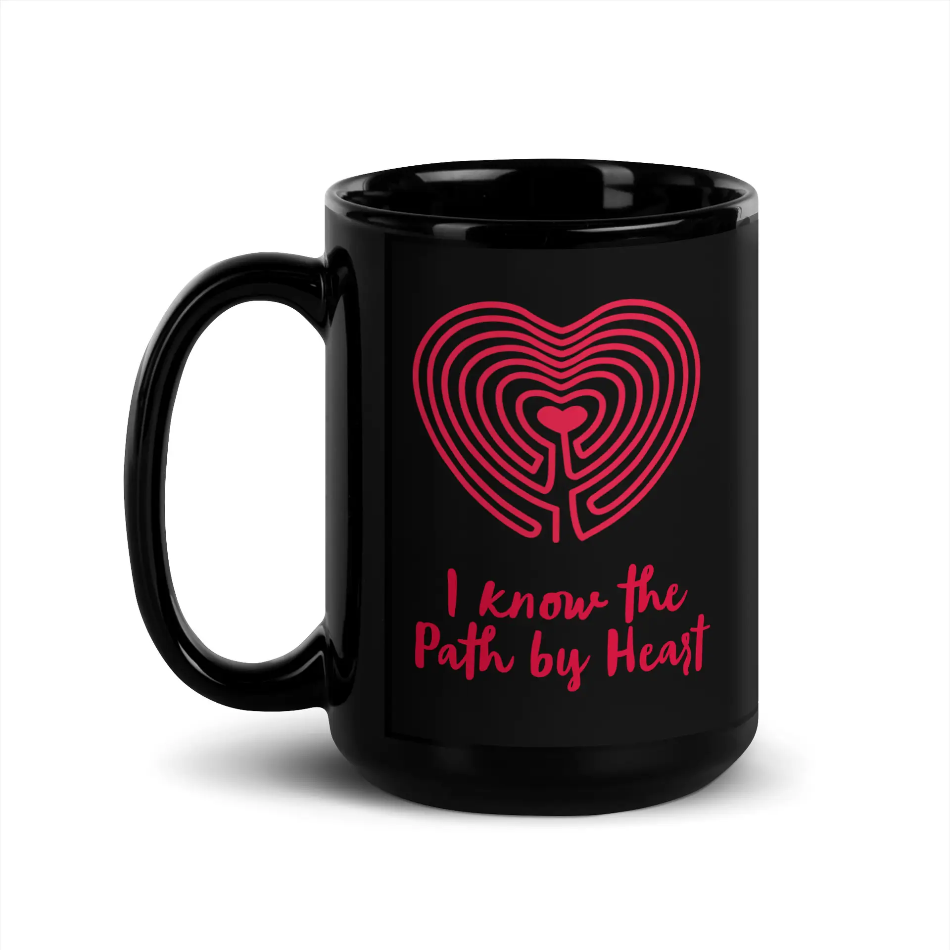 Labyrinth Heart labyrinth I know the Path by Heart Black glossy mug