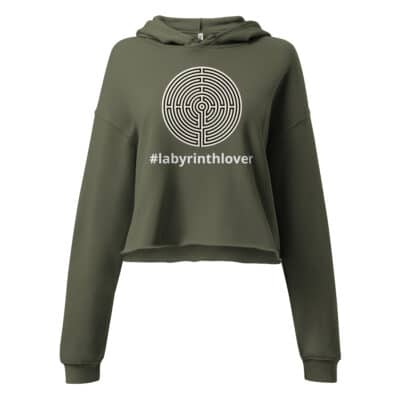 Labyrinth Chartres labyrinth #labyrinthlover Crop Hoodie
