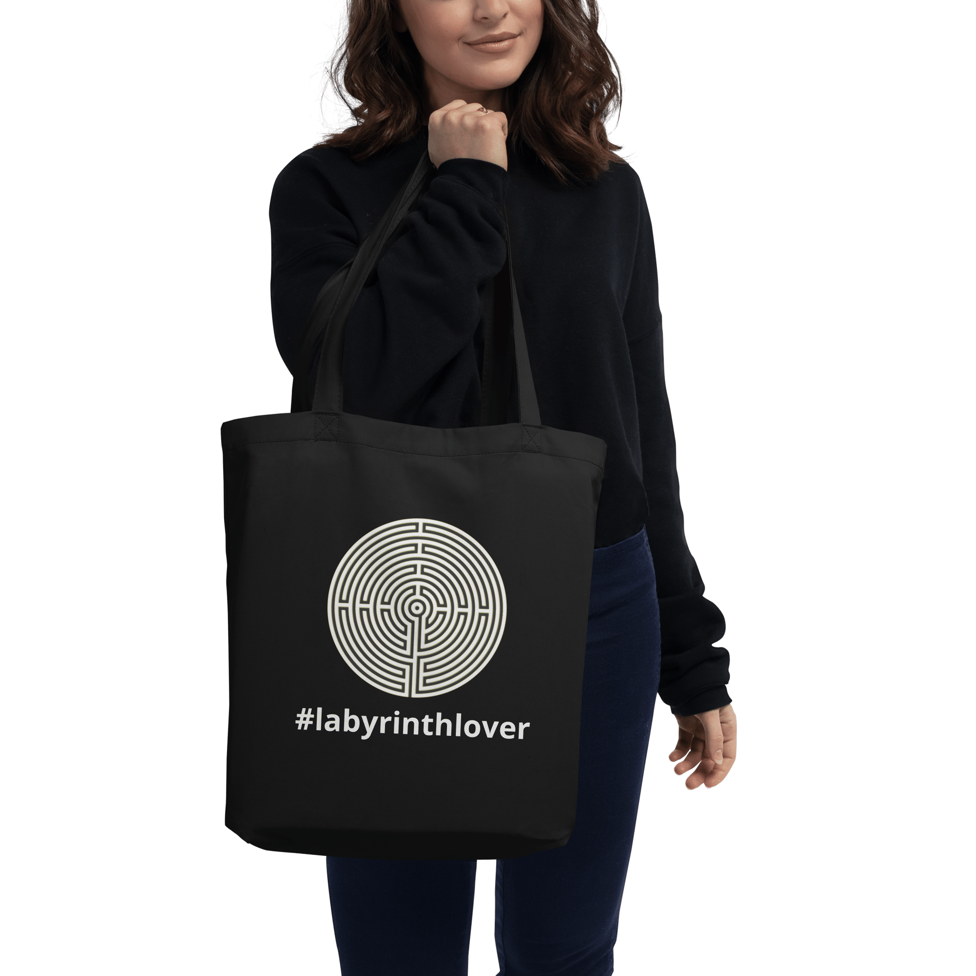 Labyrinth Chartres #labyrinthlover eco tote-bag-black-front-6ad29bb5c0c19
