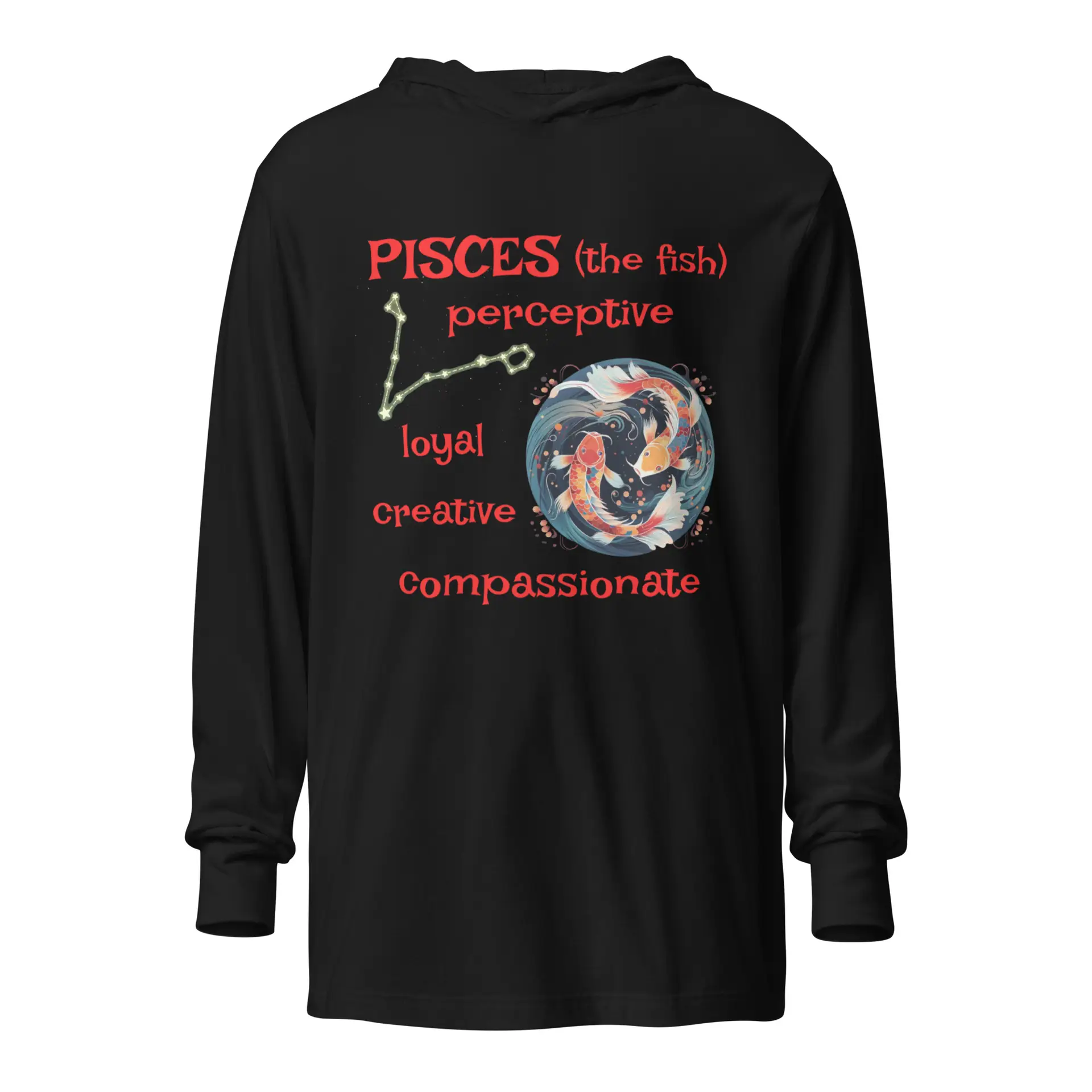 Pisces the Fish Hooded long-sleeve tee