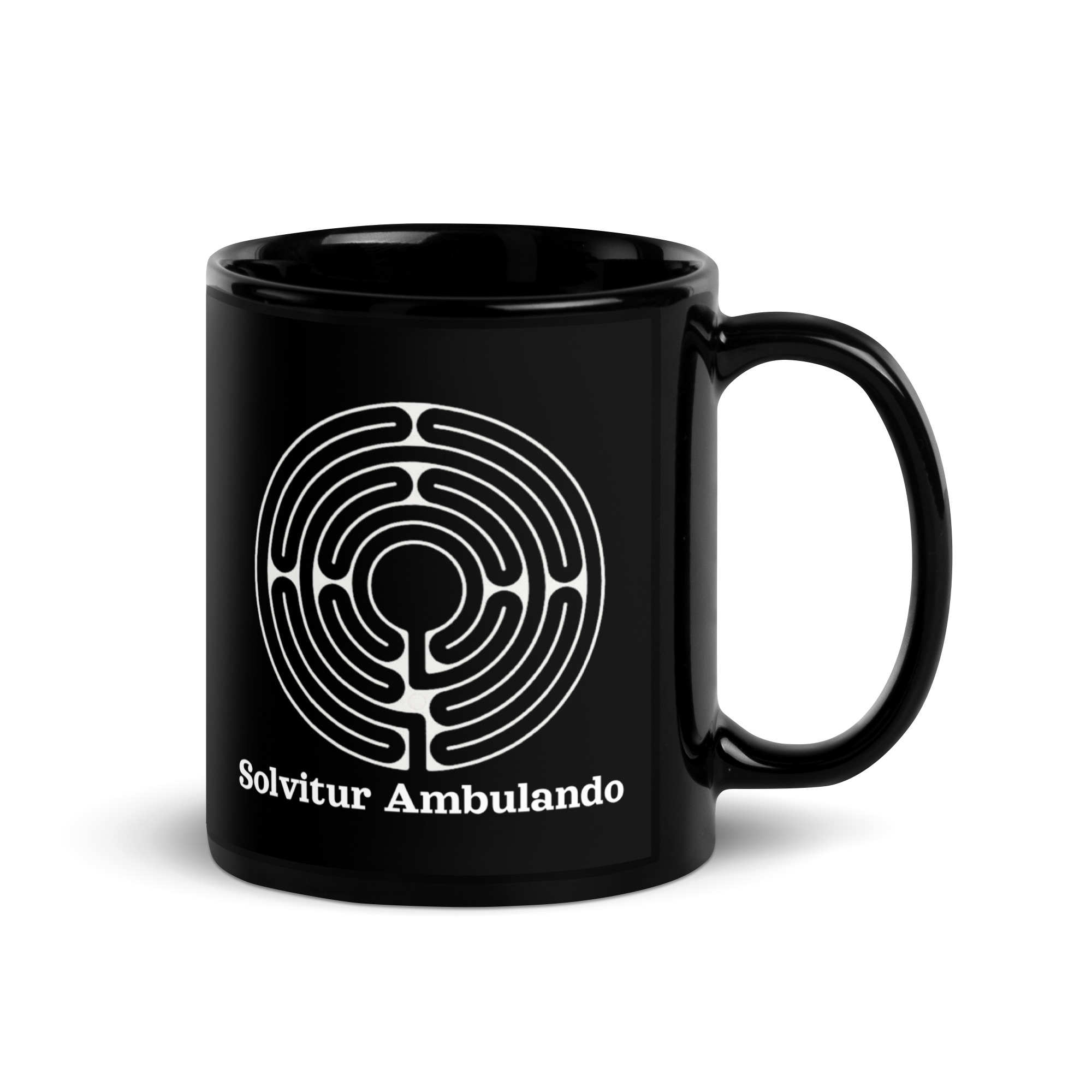 Labyrinth Santa Rosa Solvitur Ambulando Black Glossy Mug