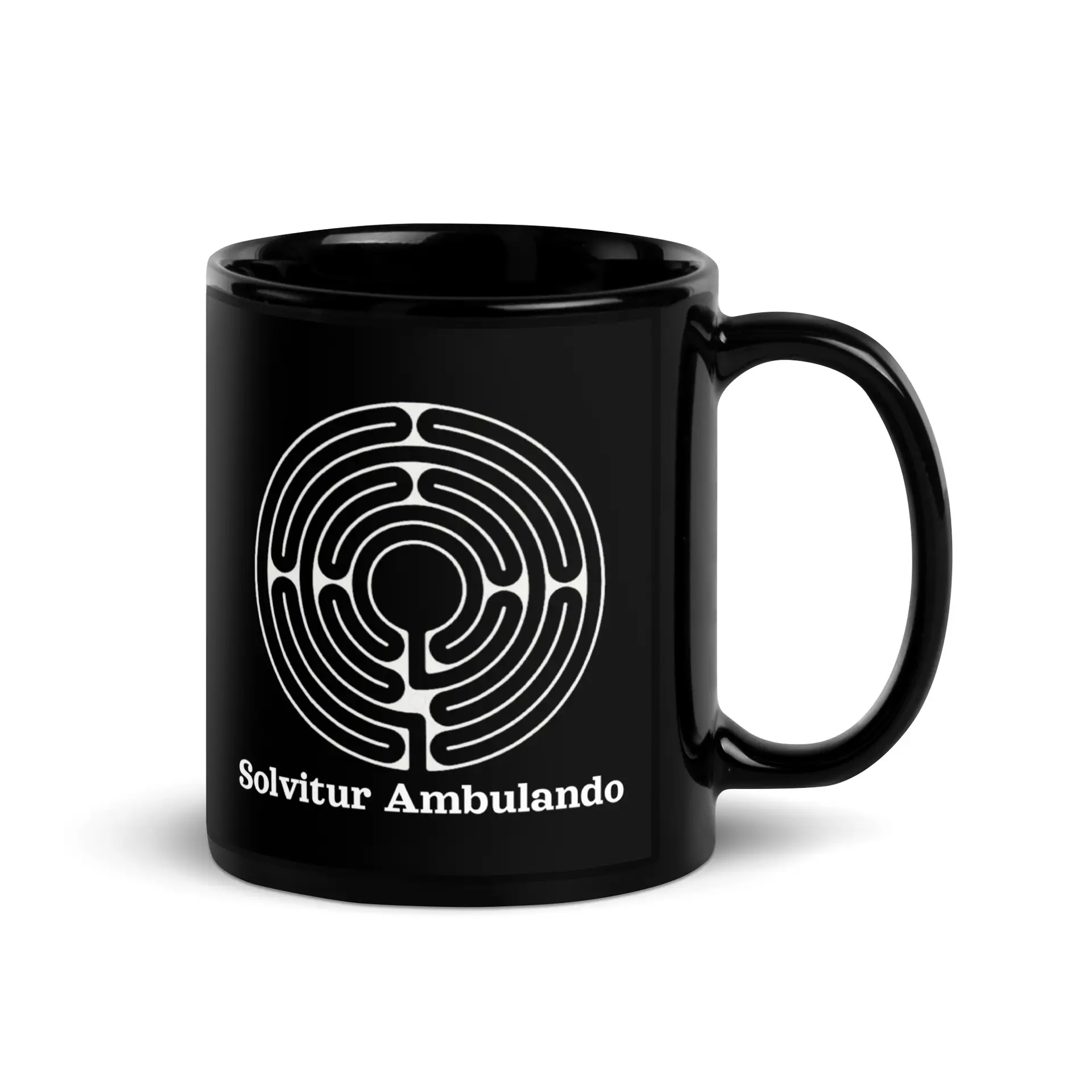 Labyrinth Santa Rosa Labyrinth Solvitur Ambulando Black Glossy Mug