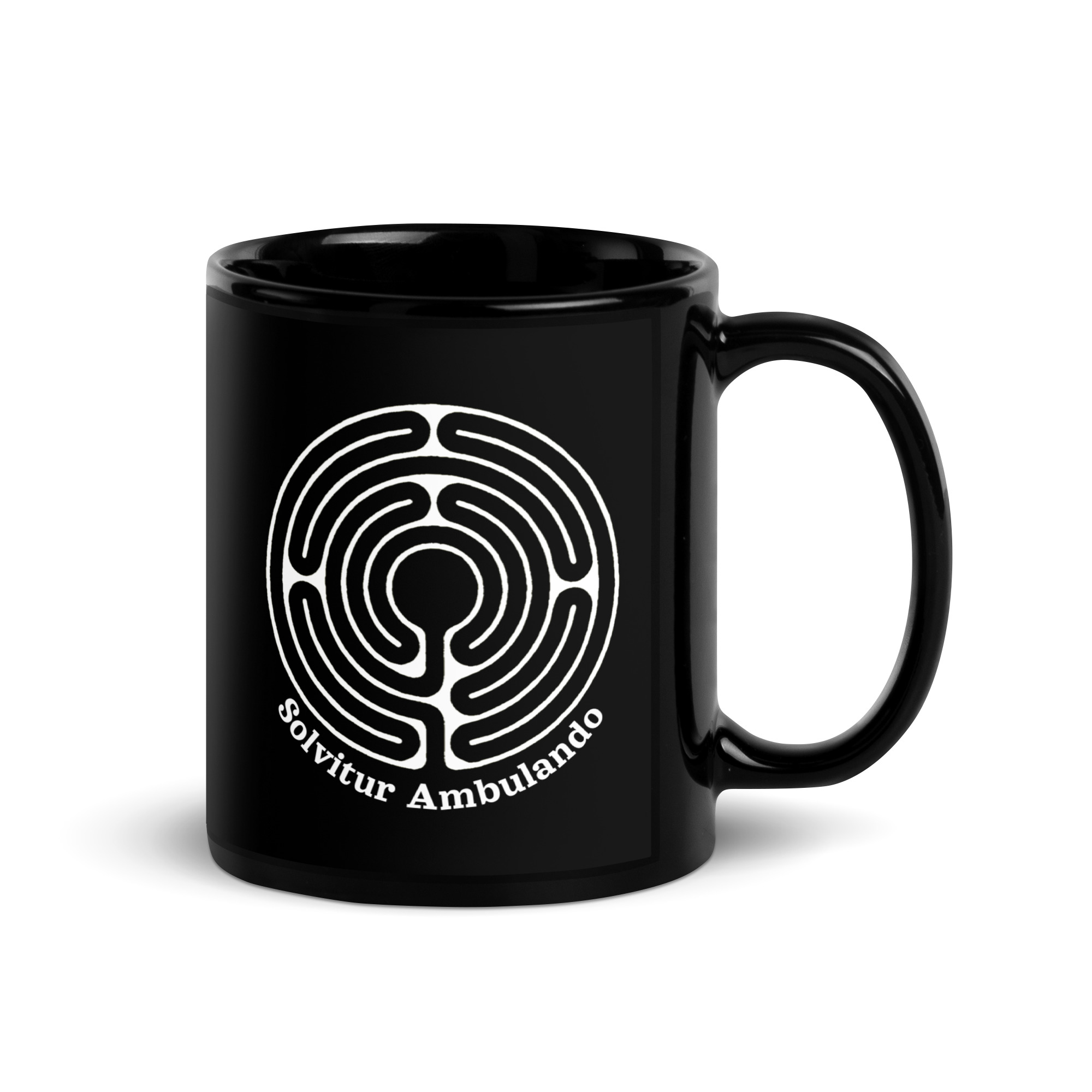 Labyrinth Abingdon Solvitur Ambulando Black Glossy Mug