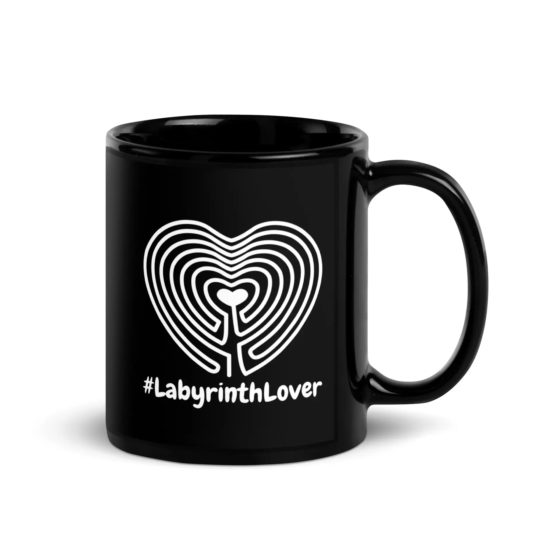 Labyrinth Heart Labyrinth #labyrinthlover Black Glossy Mug