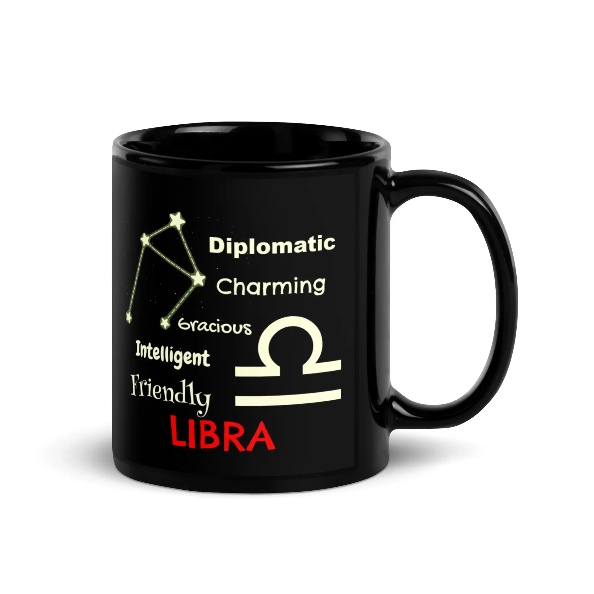Libra Of Course Black Glossy Mug