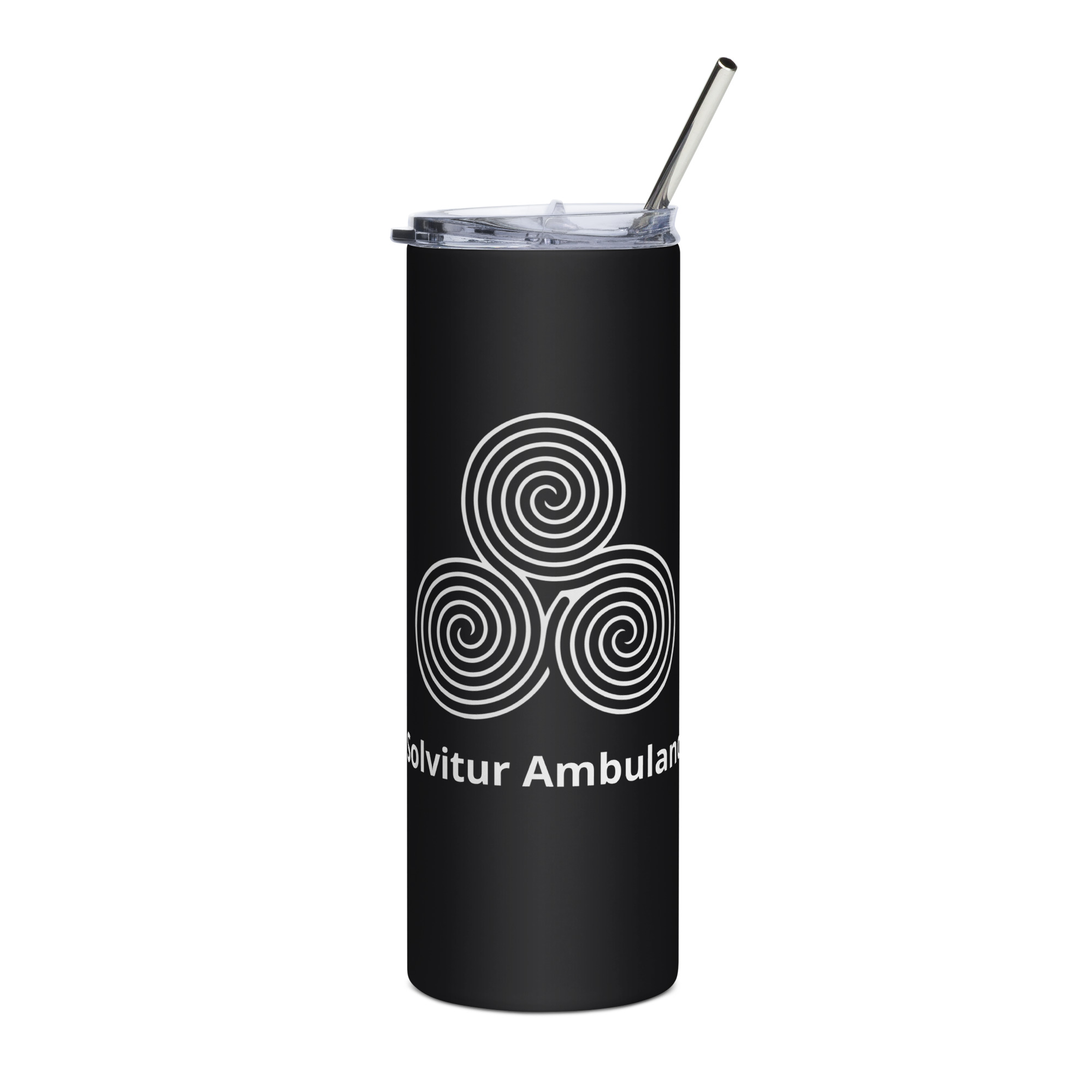 Labyrinth Triple Spiral Solvitur Ambulando (v2) Stainless steel tumbler