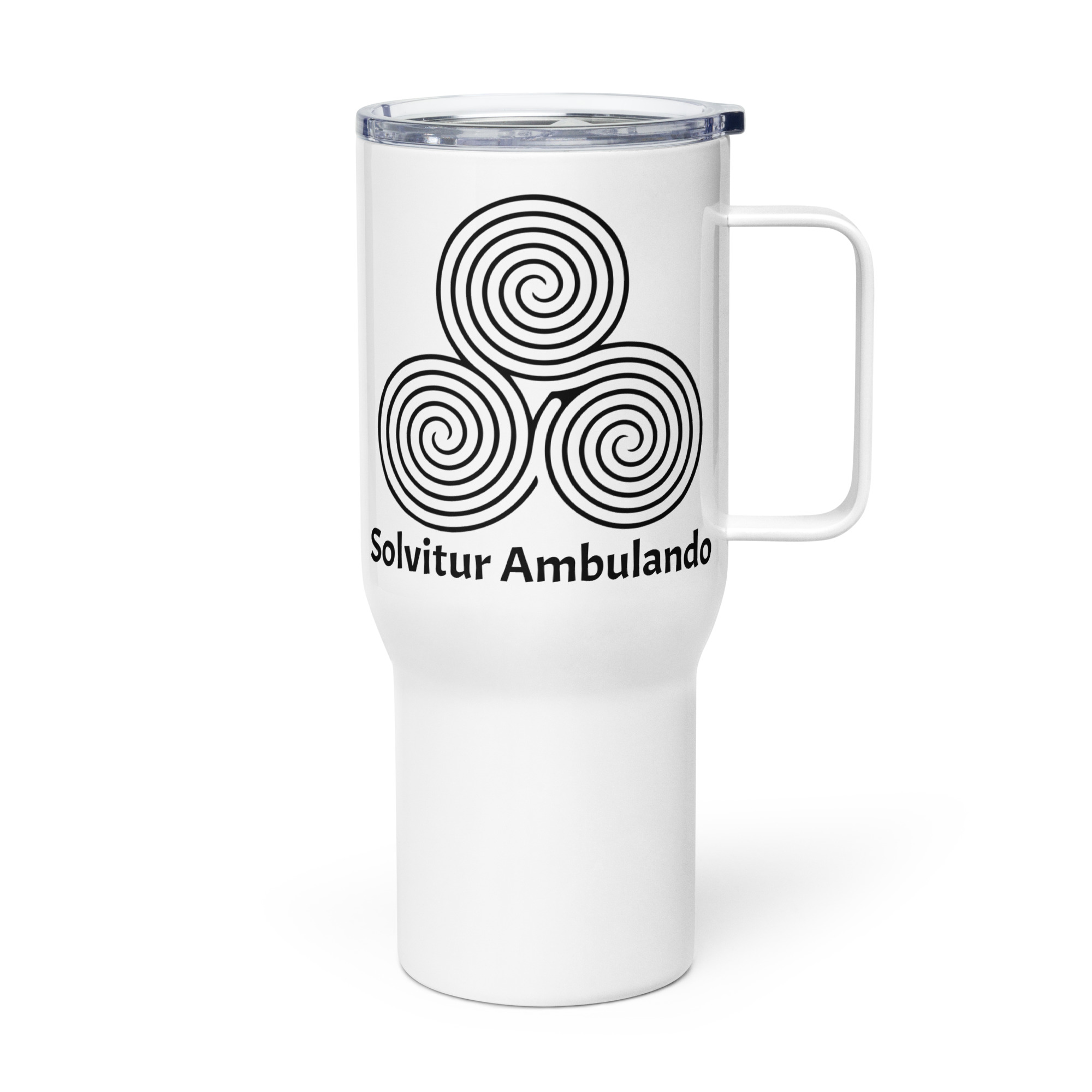 Labyrinth Triple Spiral Solvitur Ambulando Travel mug with a handle
