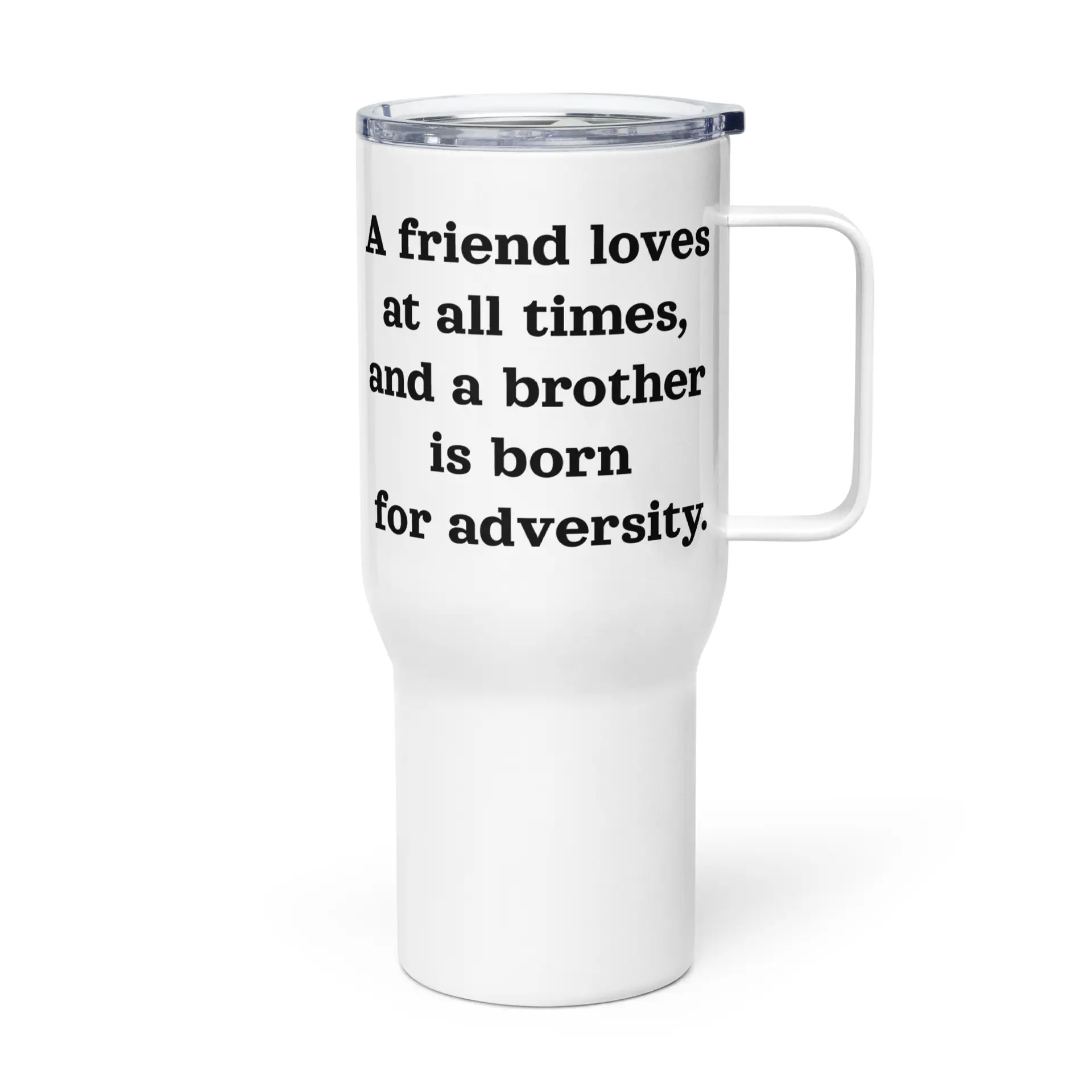 Proverbs 17:17 Brotherhood Travel mug with a handle