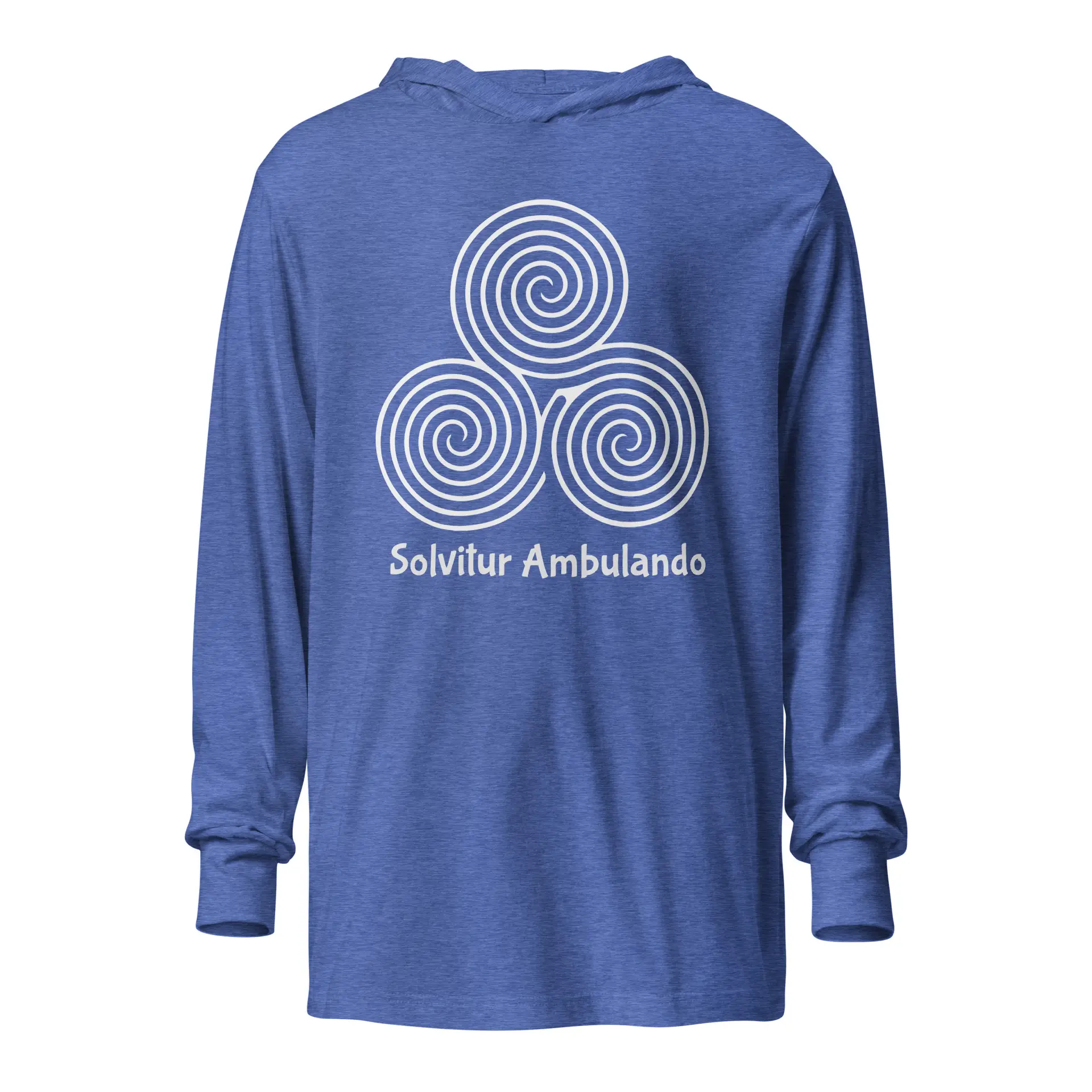 Labyrinth Triple Spiral Labyrinth Solvitur Ambulando Hooded long-sleeve tee