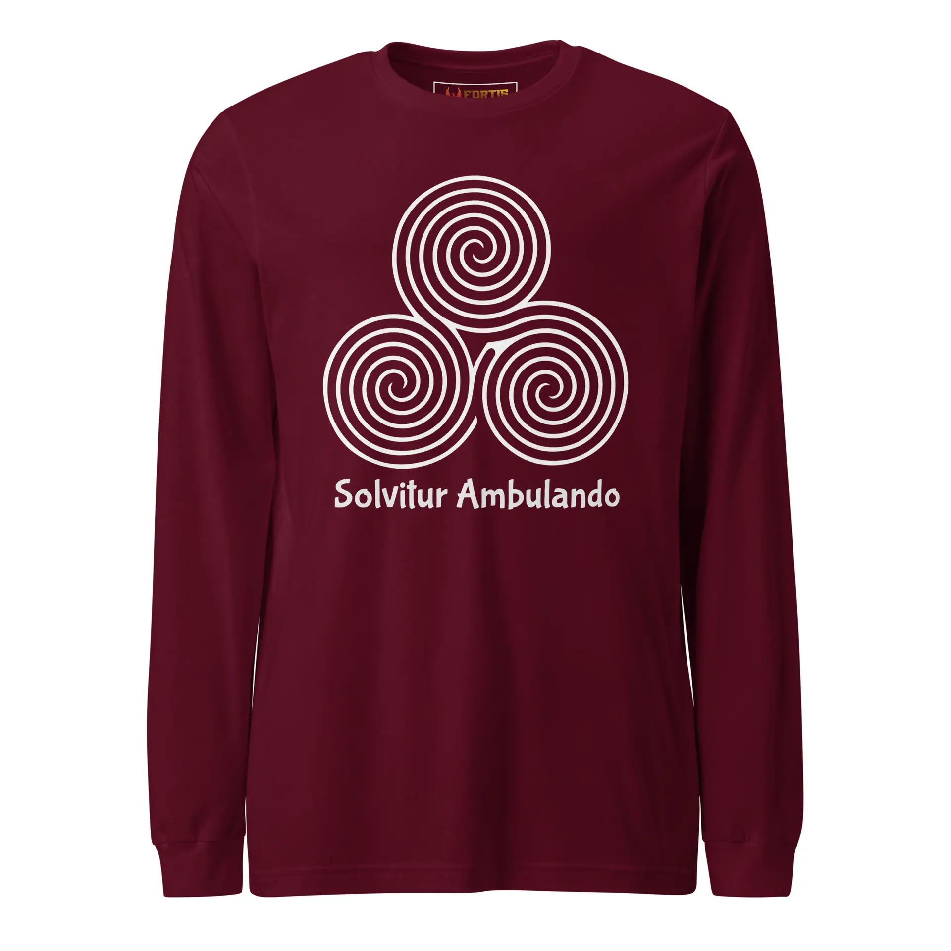 Labyrinth Triple Spiral Labyrinth Solvitur Ambulando Unisex Long Sleeve Tee