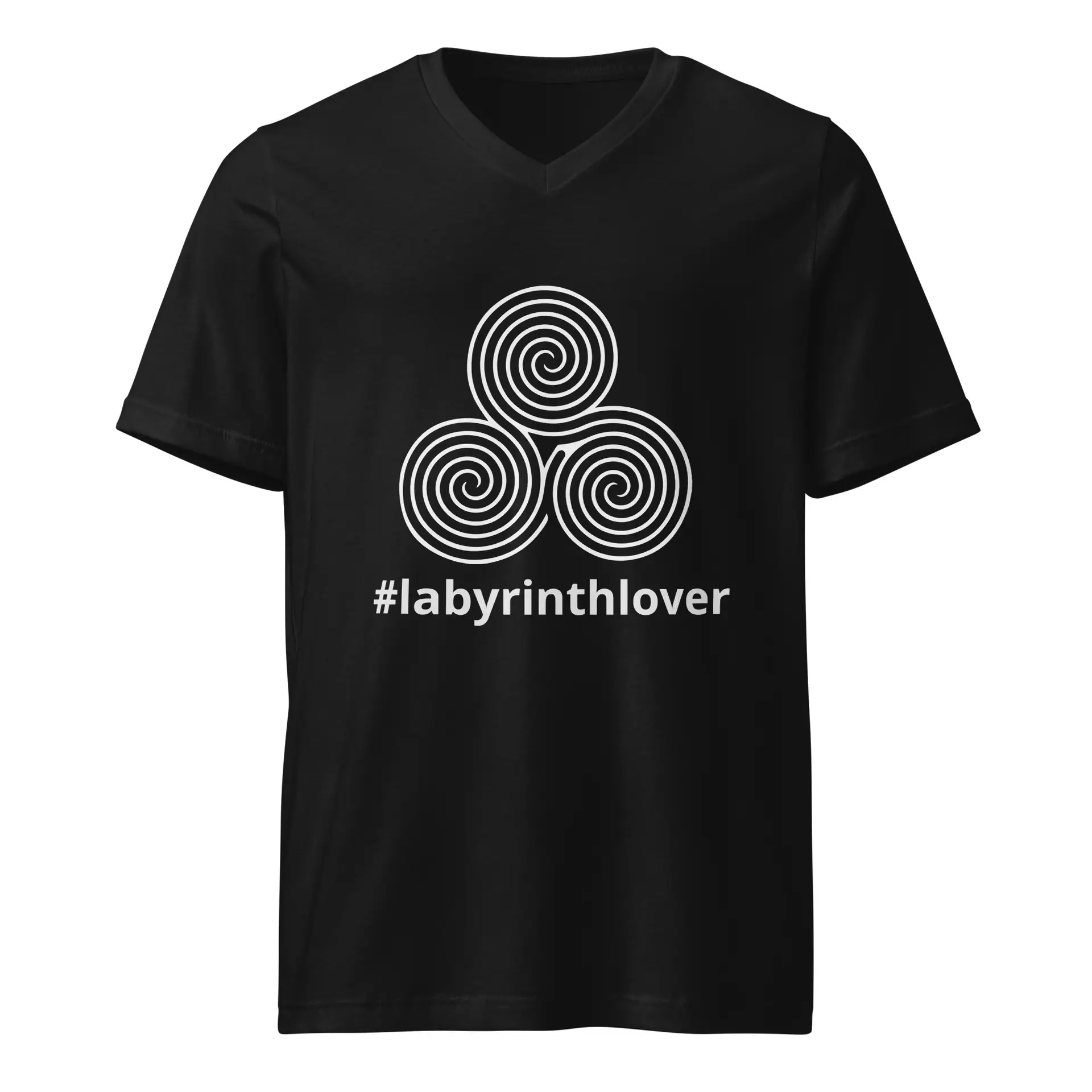 Labyrinth Triple Spiral Labyrinth #labyrinthlover Unisex Short Sleeve V-Neck T-Shirt