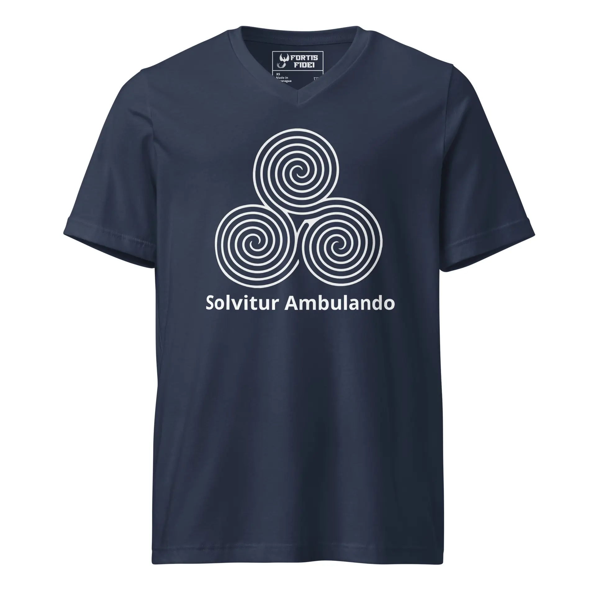 Labyrinth Triple Spiral Labyrinth Solvitur Ambulando Unisex Short Sleeve V-Neck T-Shirt