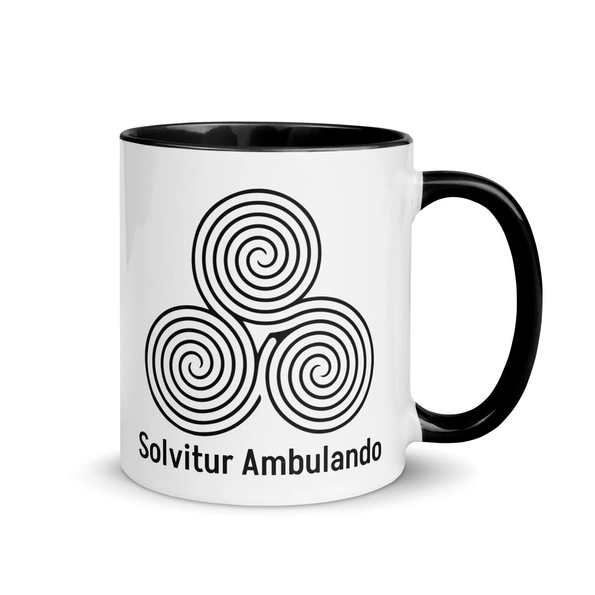 Labyrinth Triple Spiral Labyrinth Solvitur Ambulando Mug with Color Inside
