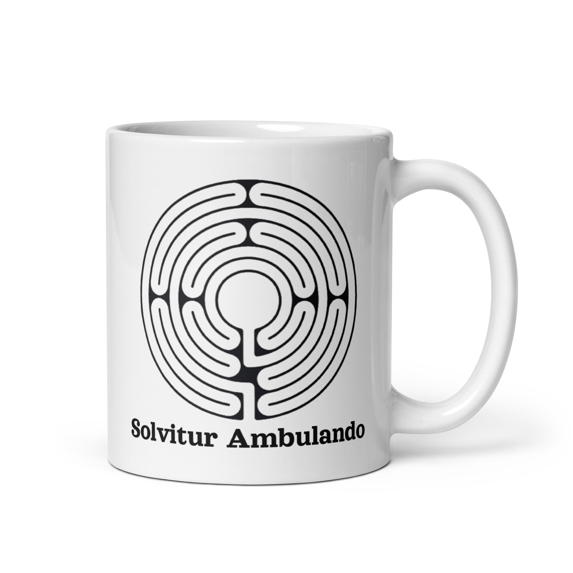 Labyrinth Santa Rosa Solvitur Ambulando White glossy mug