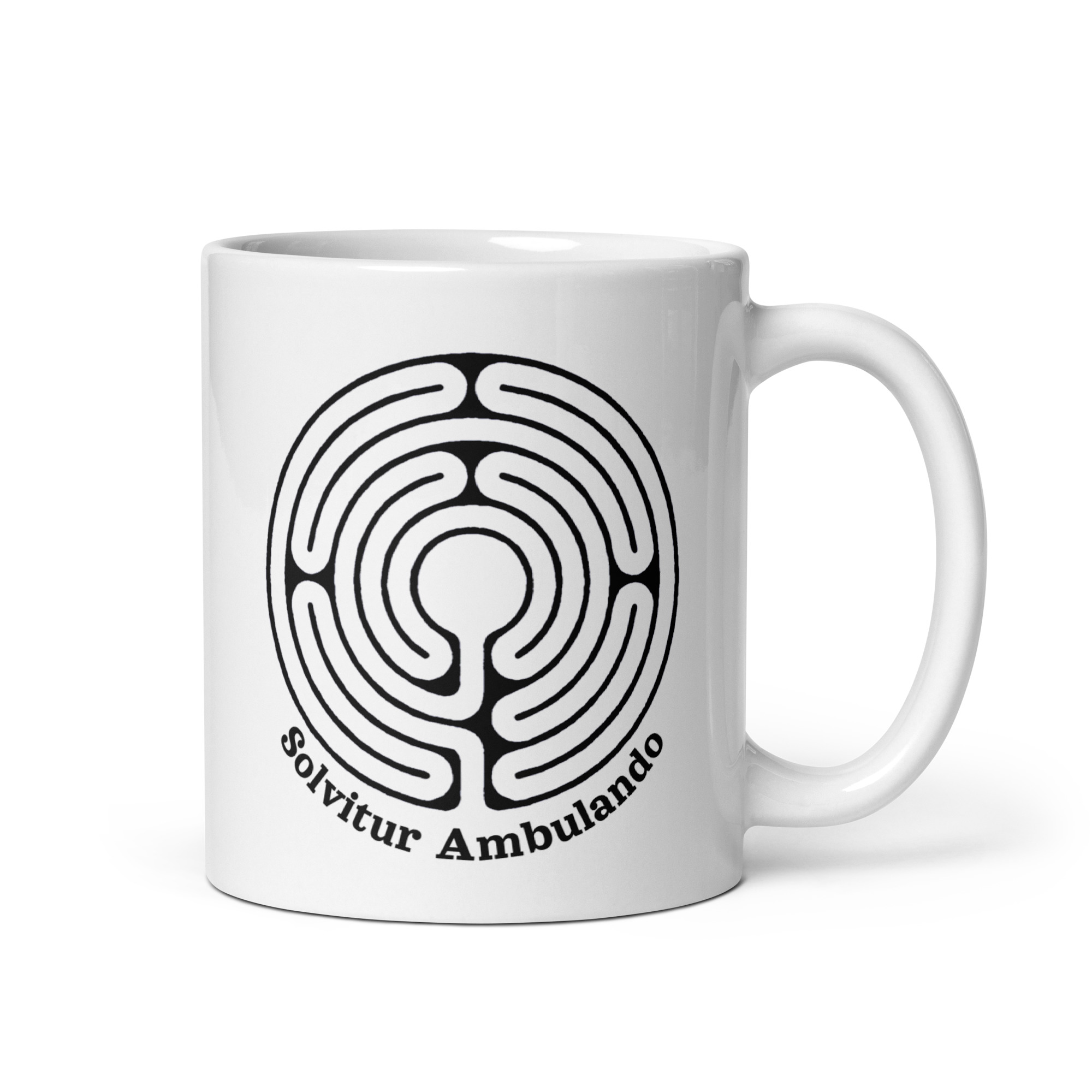 Labyrinth Abingdon Solvitur Ambulando White glossy mug
