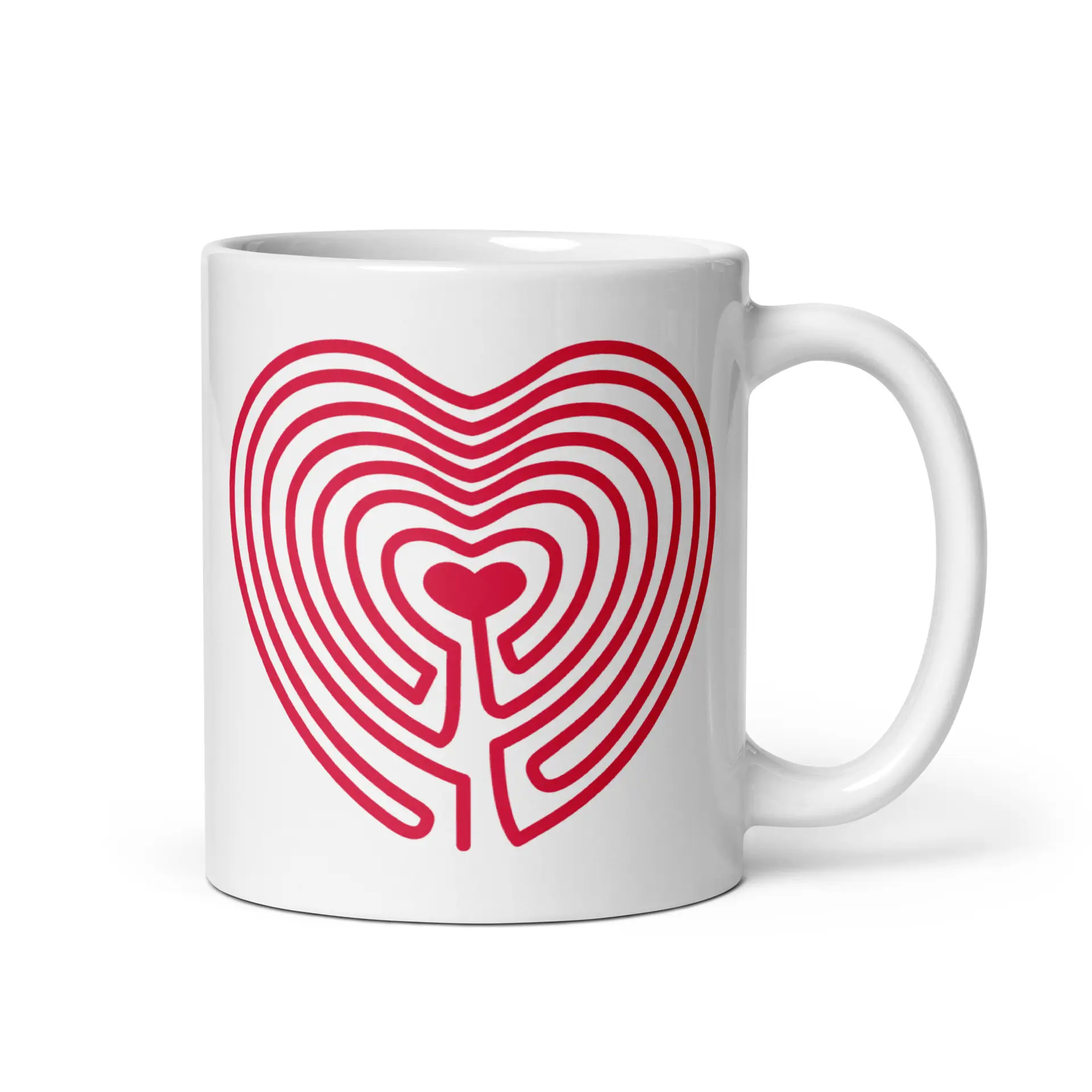 Labyrinth Heart Labyrinth White glossy mug