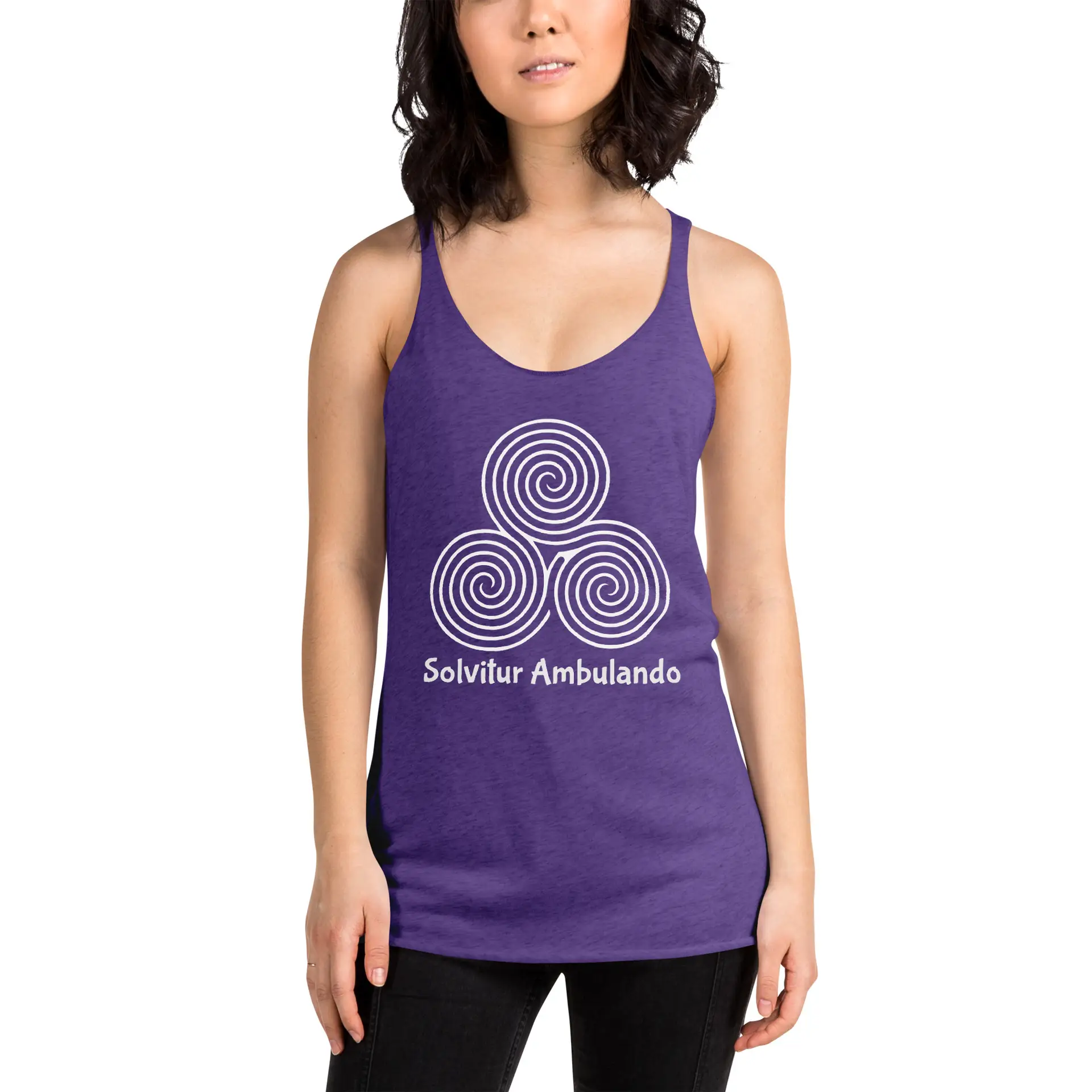 Labyrinth Triple Spiral Labyrinth Solvitur Ambulando Women's Racerback Tank