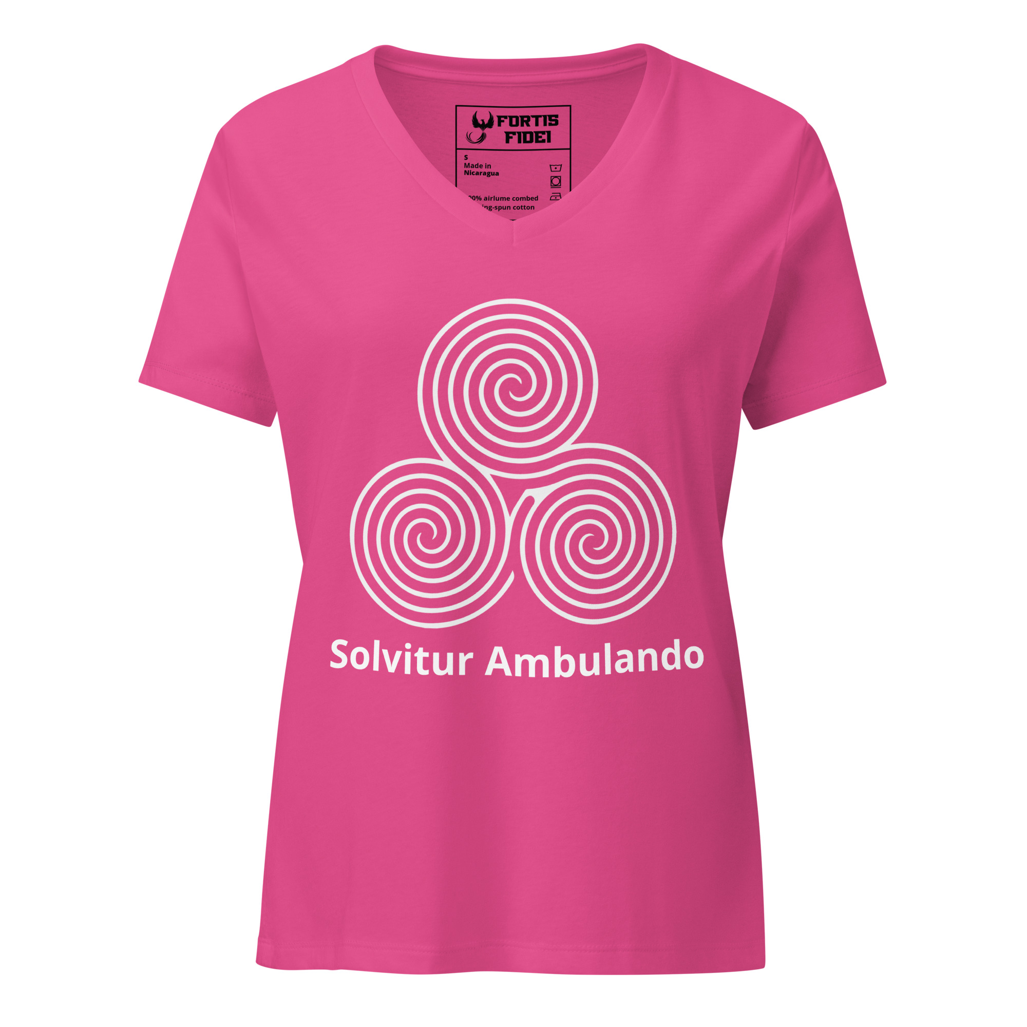 Labyrinth Triple Spiral Solvitur Ambulando Women's relaxed v-neck tee