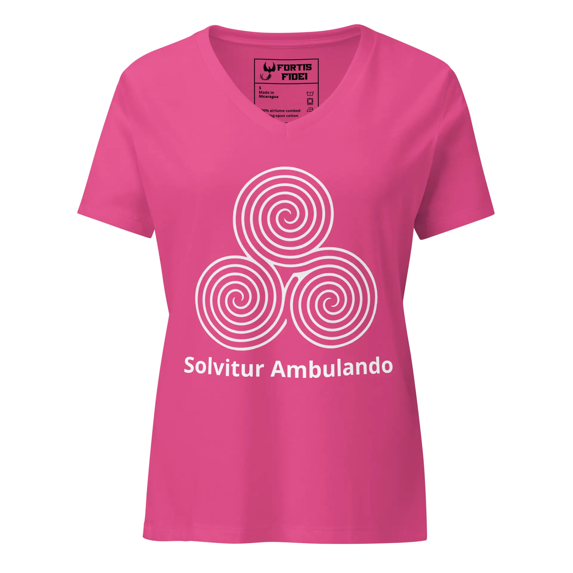 Labyrinth Triple Spiral Labyrinth Solvitur Ambulando Women’s relaxed v-neck t-shirt
