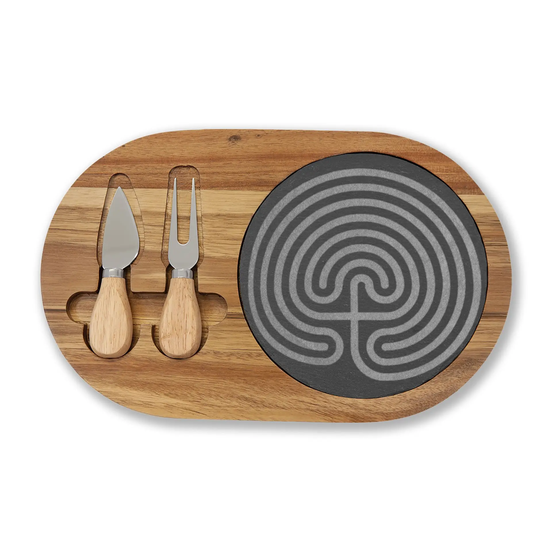 Classical Labyrinth Engraving Charcuterie Board | Bamboo Serving Platter