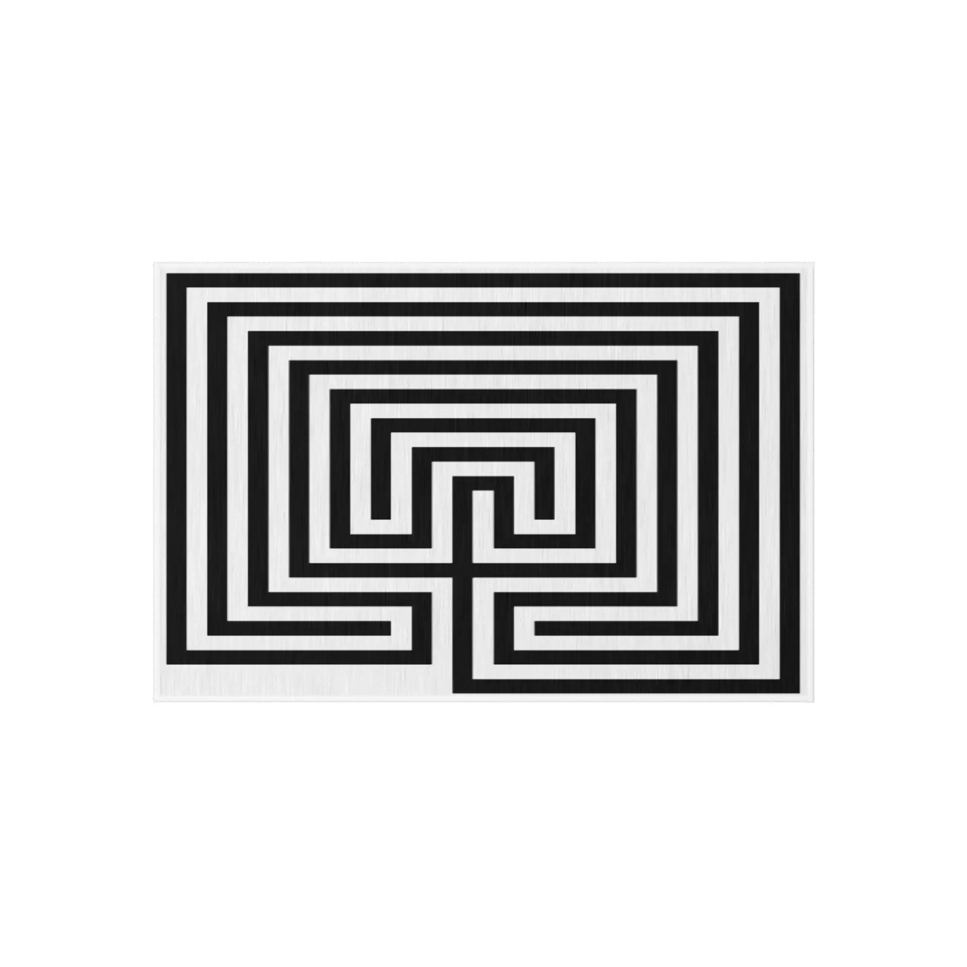 Cretan Labyrinth Outdoor Rug — Modern Black & White Maze Pattern Patio Mat