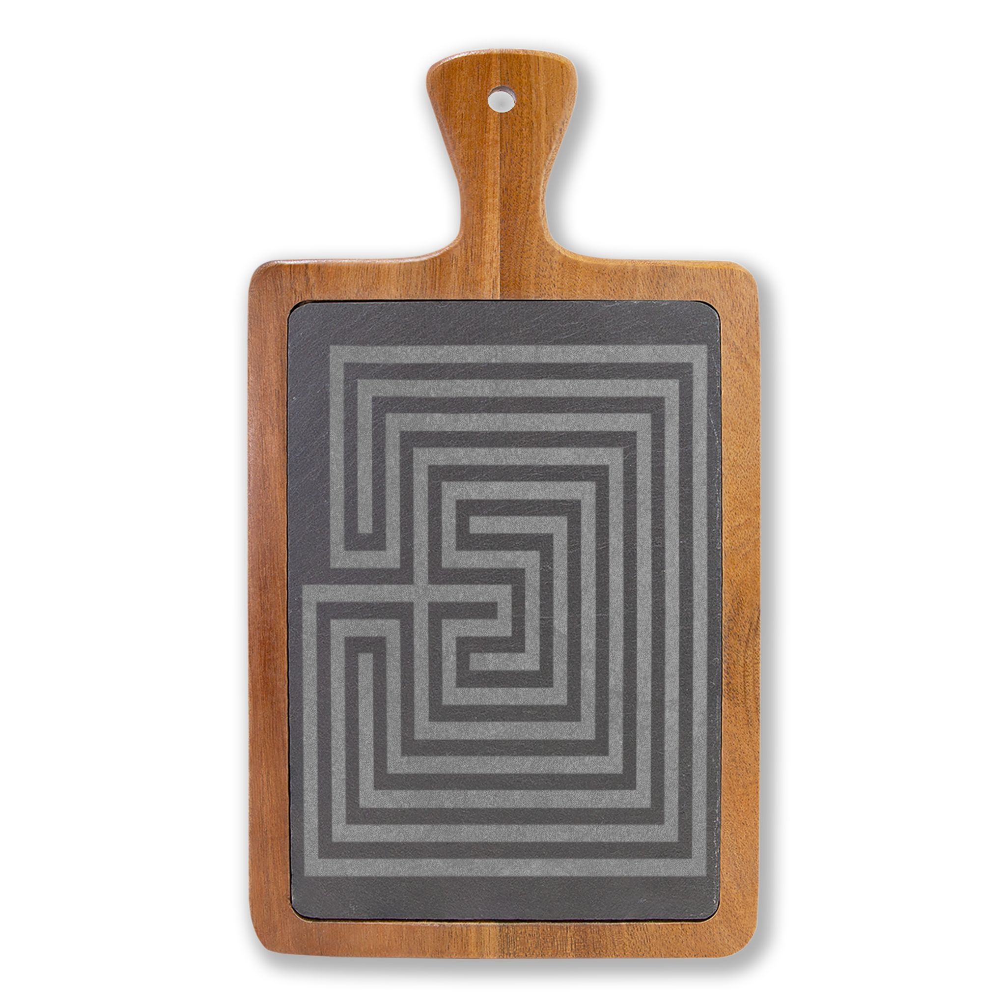 Geometric Rectangle Cretan Labyrinth Engraved Charcuterie Board