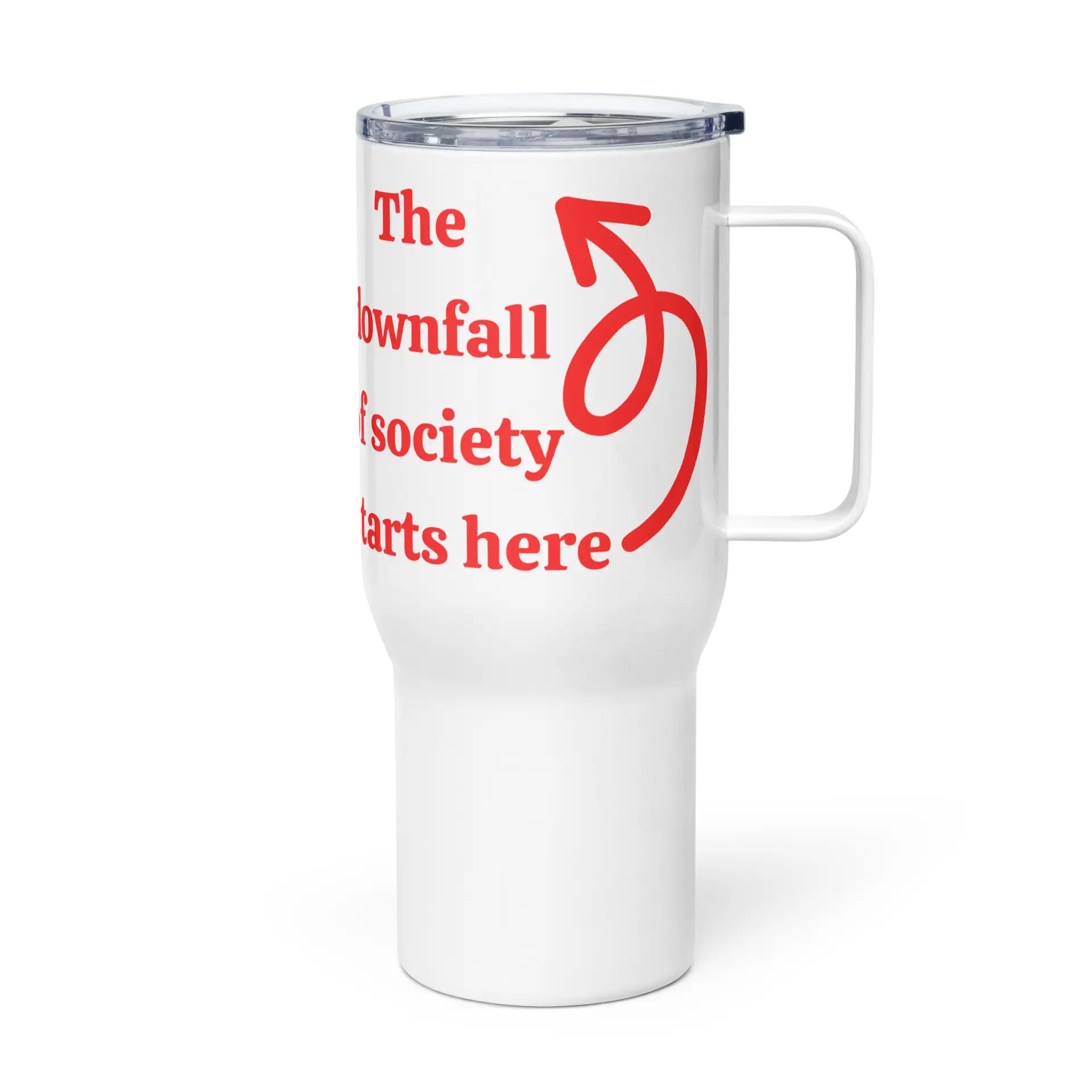 Downfall of Society Travel mug with a handle