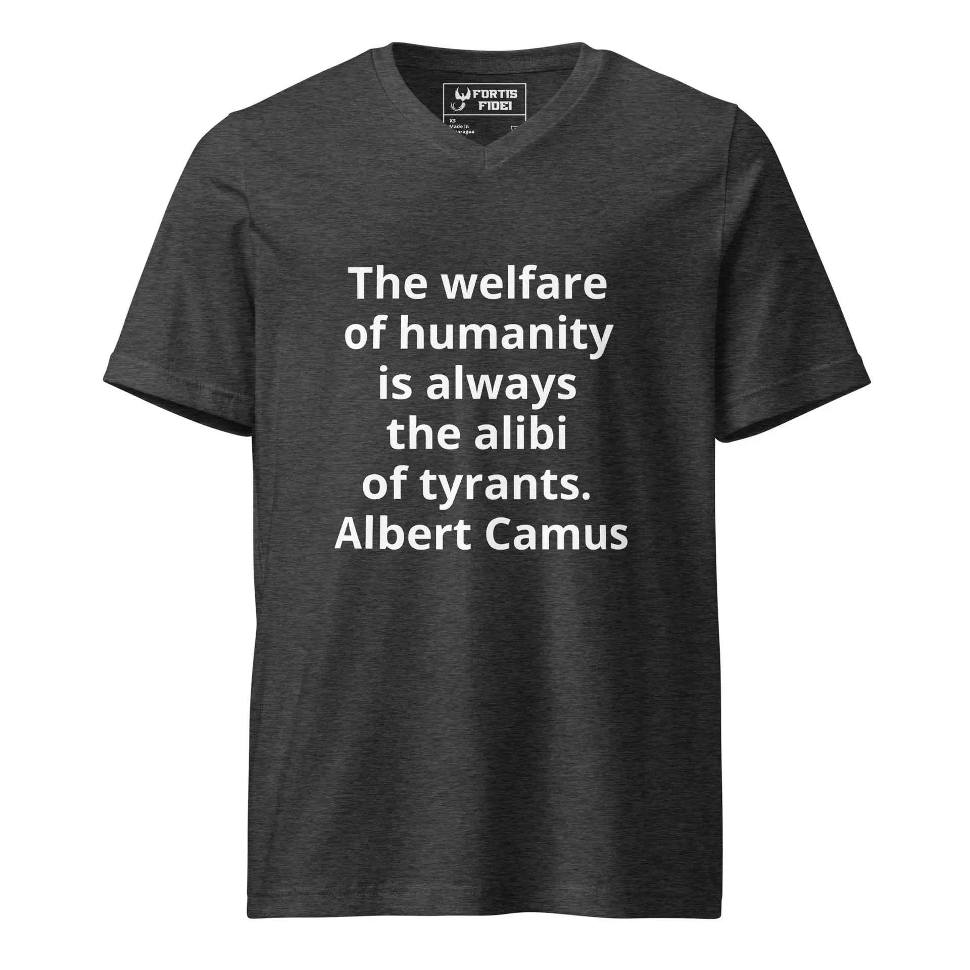 Albert Camus Welfare of Humanity Unisex Short Sleeve V-Neck T-Shirt