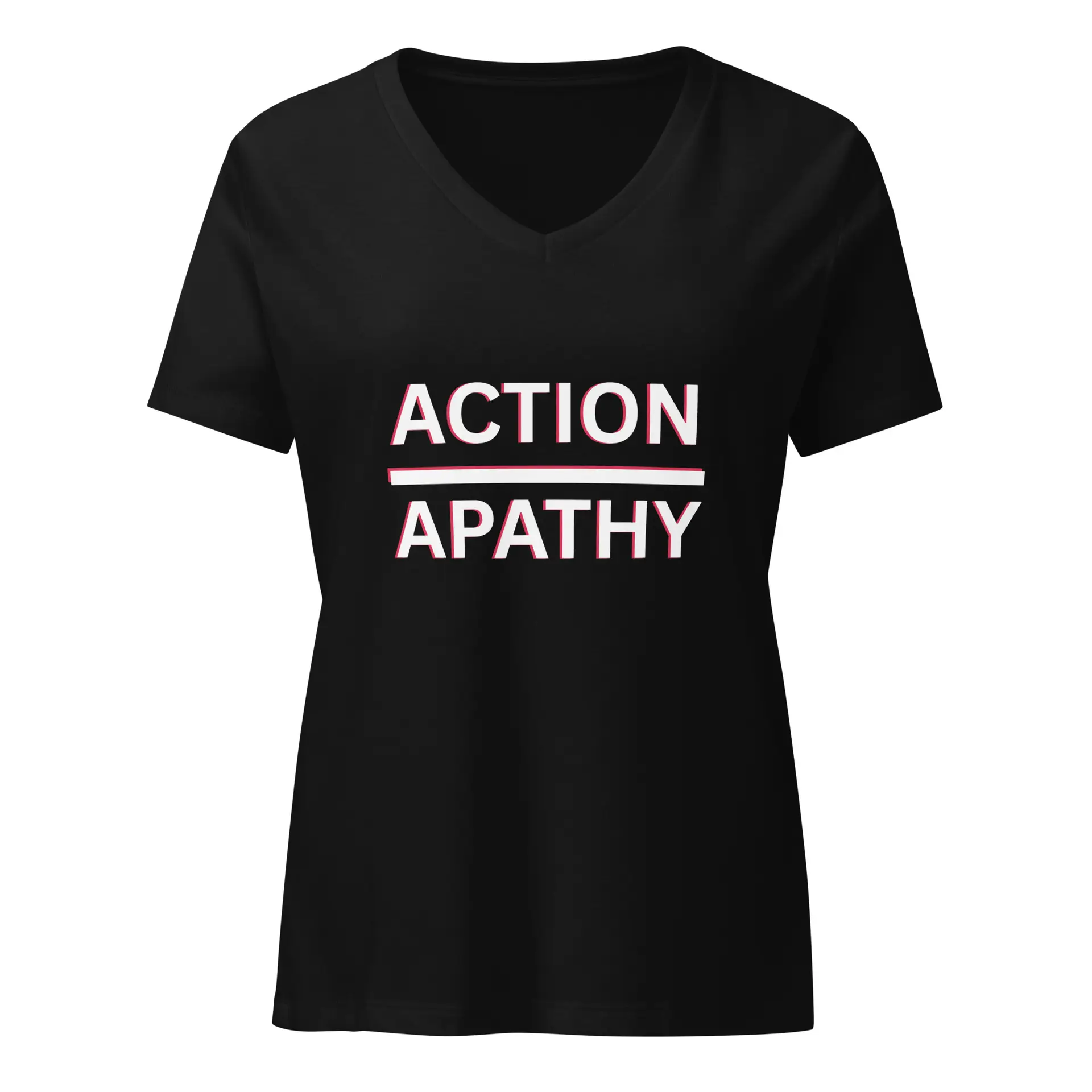 Action over Apathy Women's relaxed v-neck t-shirt