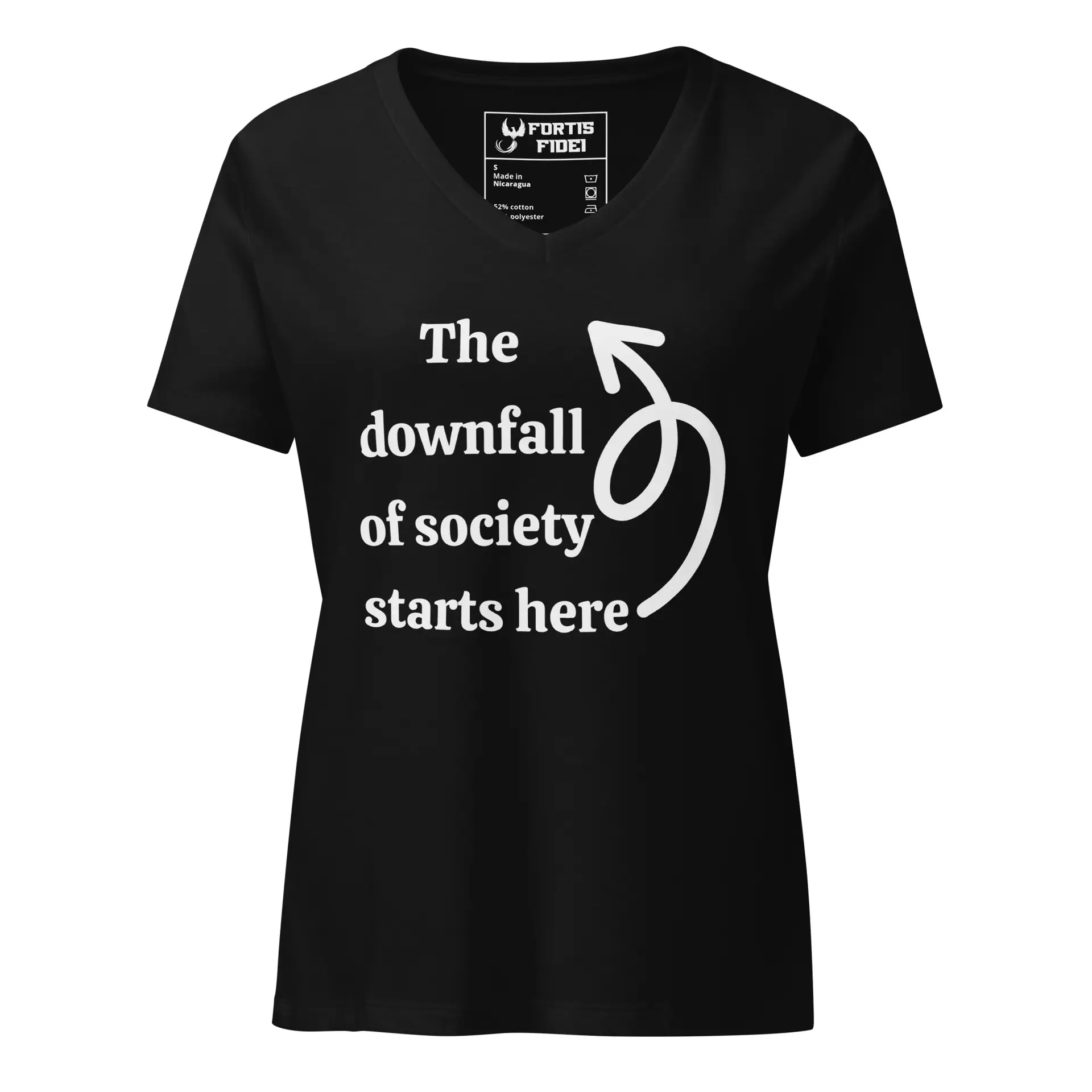 Downfall of Society Women’s relaxed v-neck t-shirt