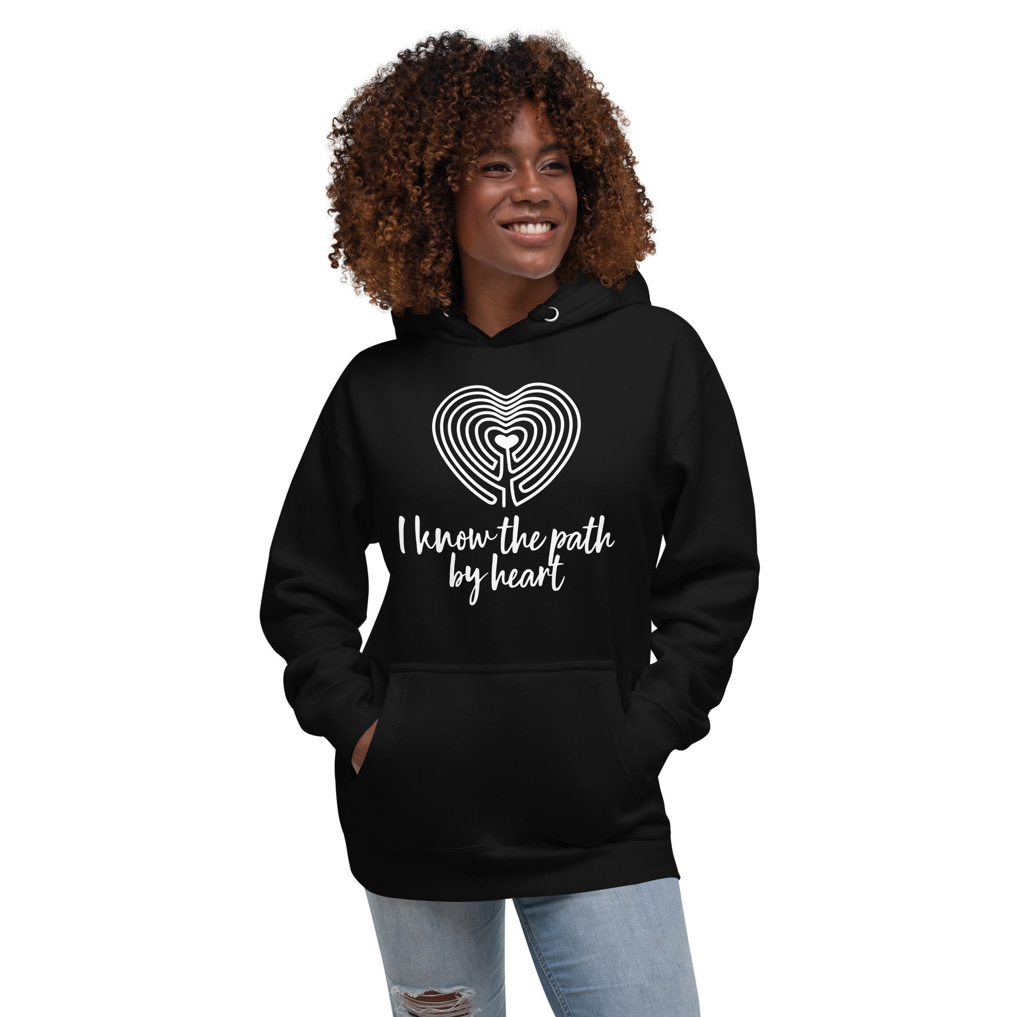 Labyrinth Heart labyrinth I know the Path by Heart cotton-heritage-m2580-unisex-premium-pullover-hoodie-black-front-696295a64edd0