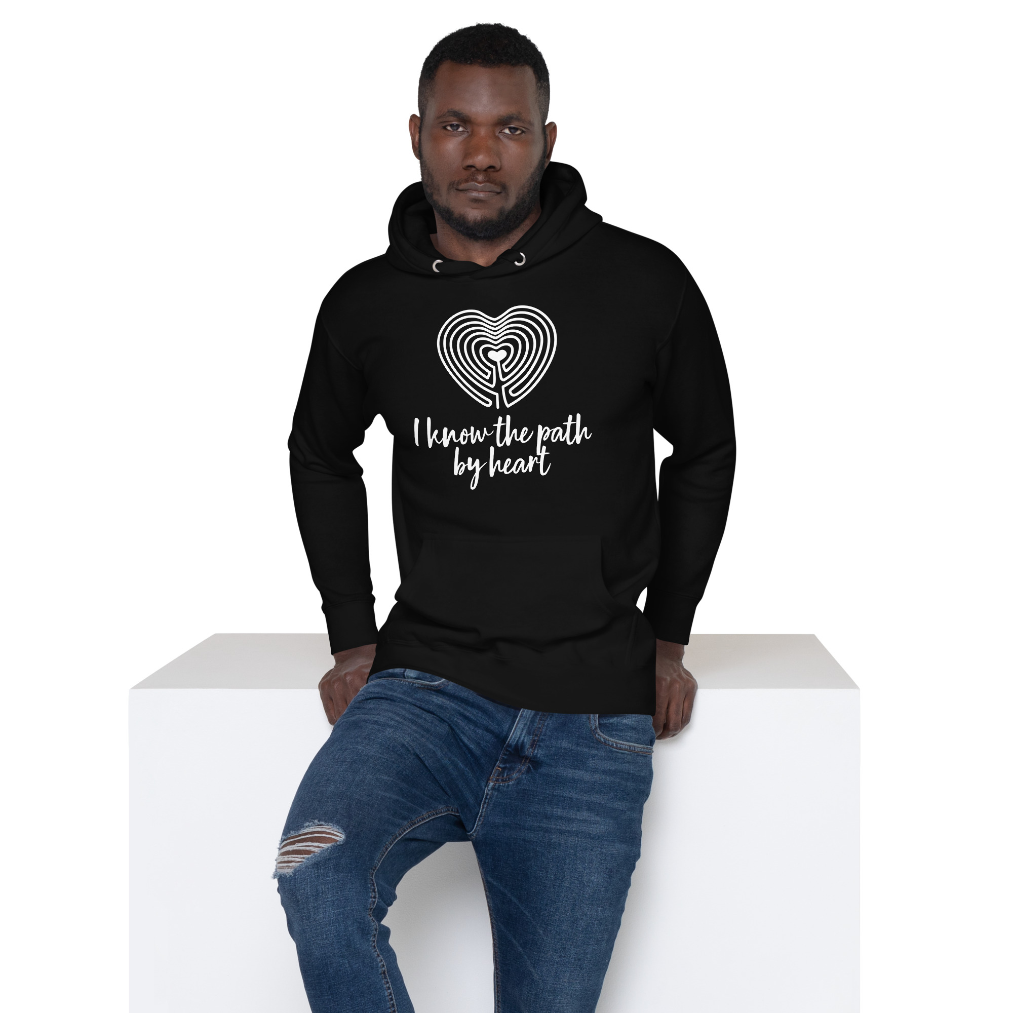 Labyrinth Heart labyrinth I know the Path by Heart cotton-heritage-m2580-unisex-premium-pullover-hoodie-black-front-696295a6506ae