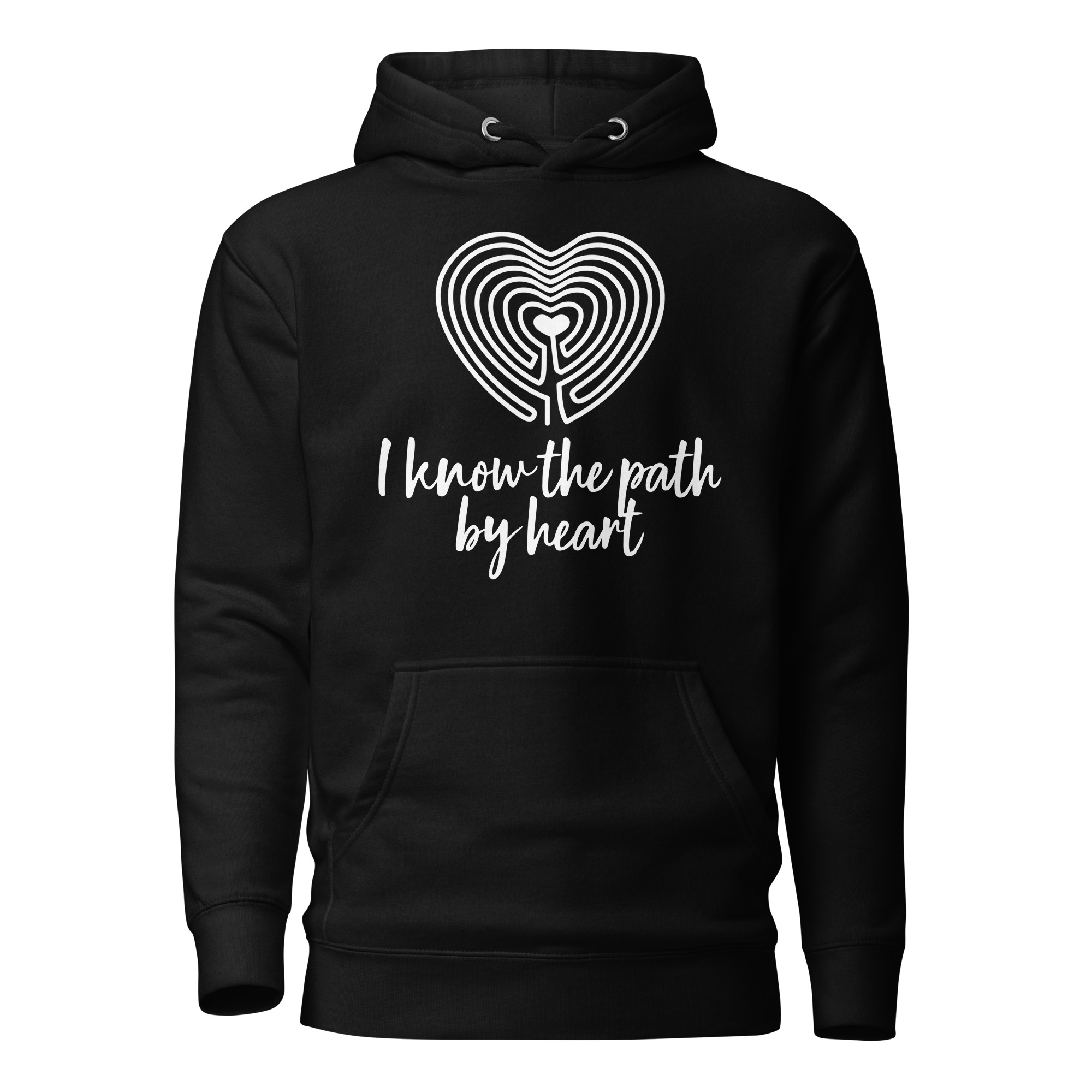 Labyrinth Heart labyrinth I know the Path by Heart cotton-heritage-m2580-unisex-premium-pullover-hoodie-black-front-696295a651c67