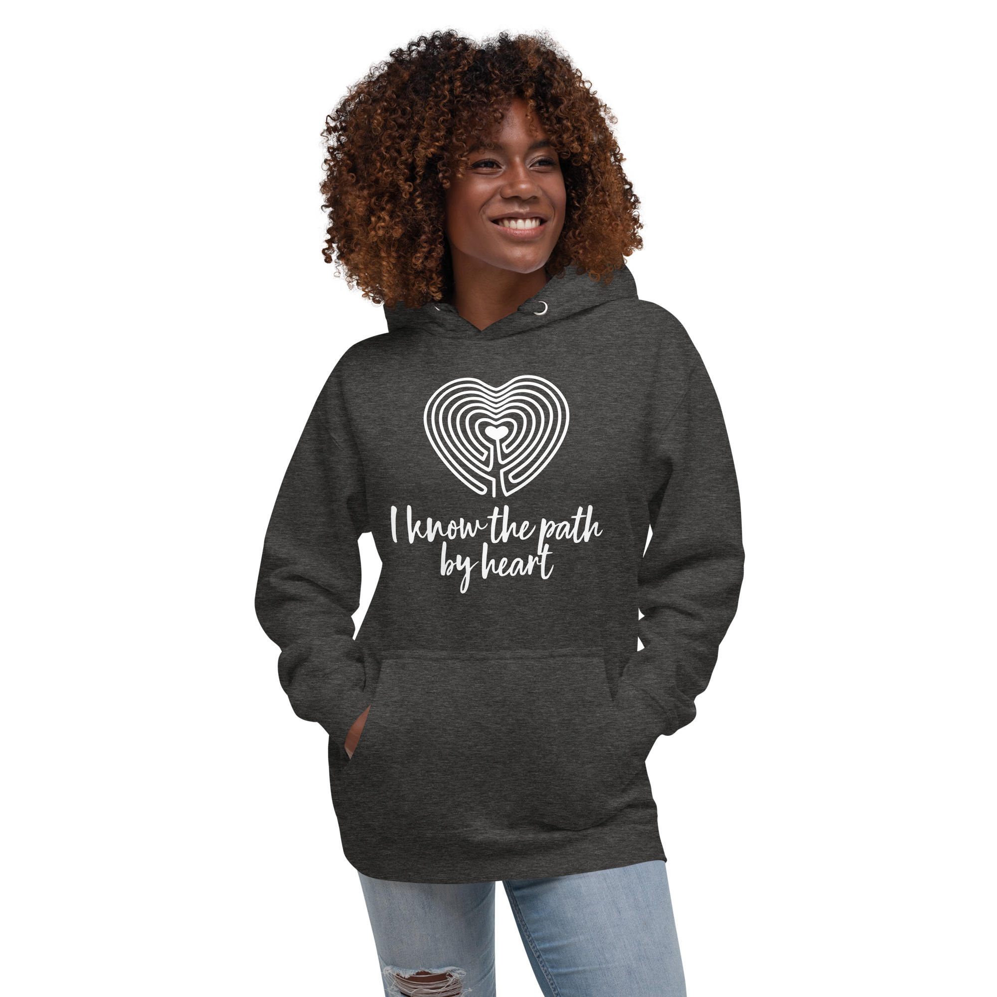 Labyrinth Heart labyrinth I know the Path by Heart cotton-heritage-m2580-unisex-premium-pullover-hoodie-charcoal-heather-front-696295a64f041