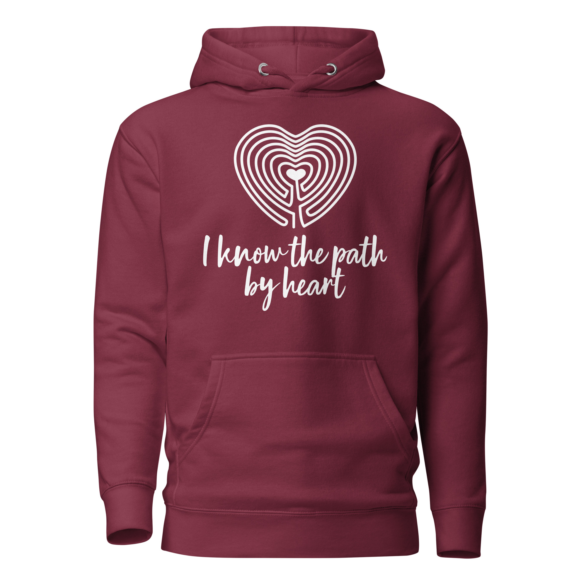 Labyrinth Heart labyrinth I know the Path by Heart cotton-heritage-m2580-unisex-premium-pullover-hoodie-maroon-front-696295a652005