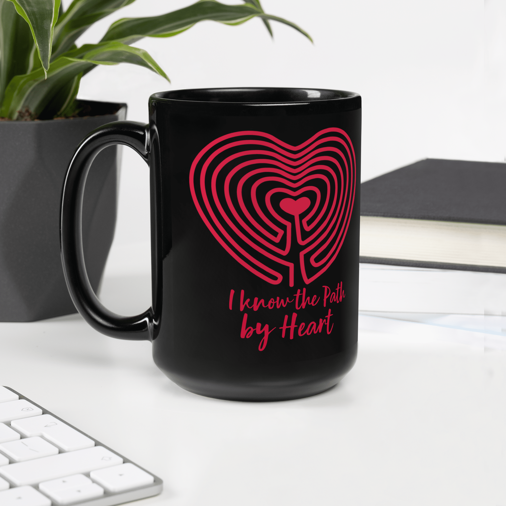 Labyrinth Heart labyrinth I know the Path by Heart mug-black-15-oz-handle-on-left-6a3fd39b2cfa1