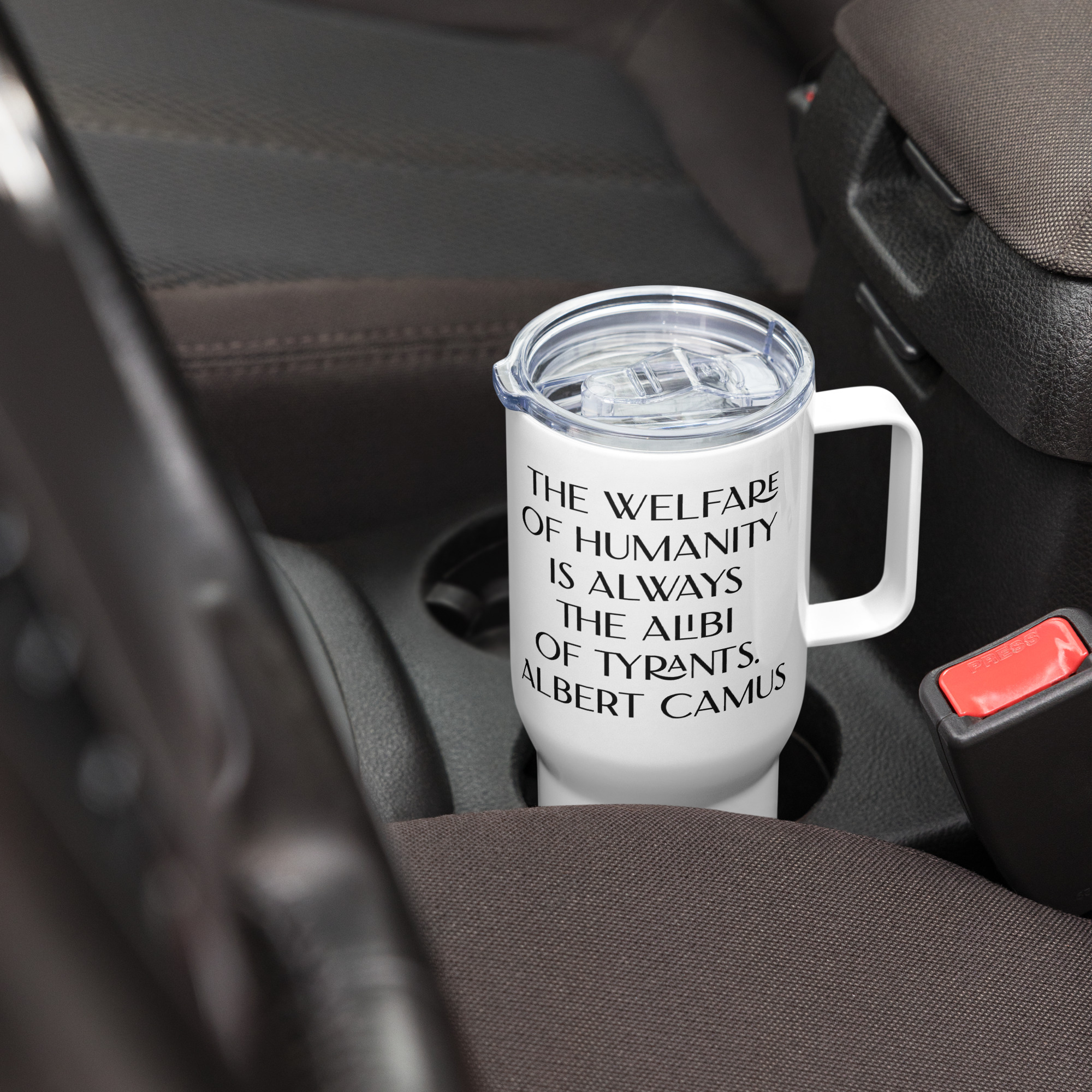 Welfare of Humanity travel mug-with-a-handle-white-25-oz-left-6977af2942ce7