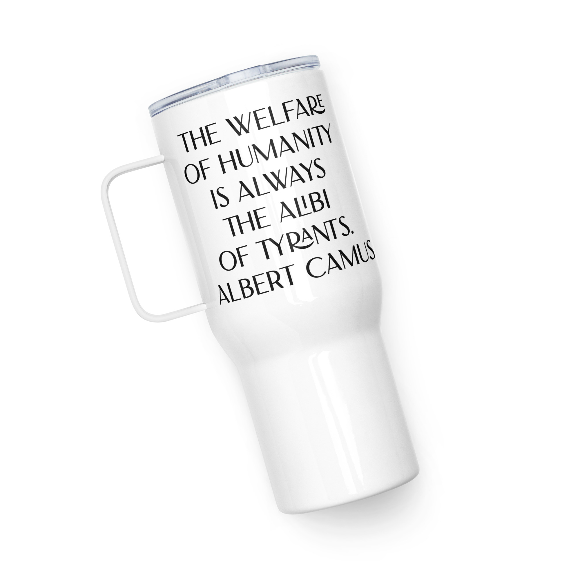 Welfare of Humanity travel mug-with-a-handle-white-25-oz-right-6977af294283a
