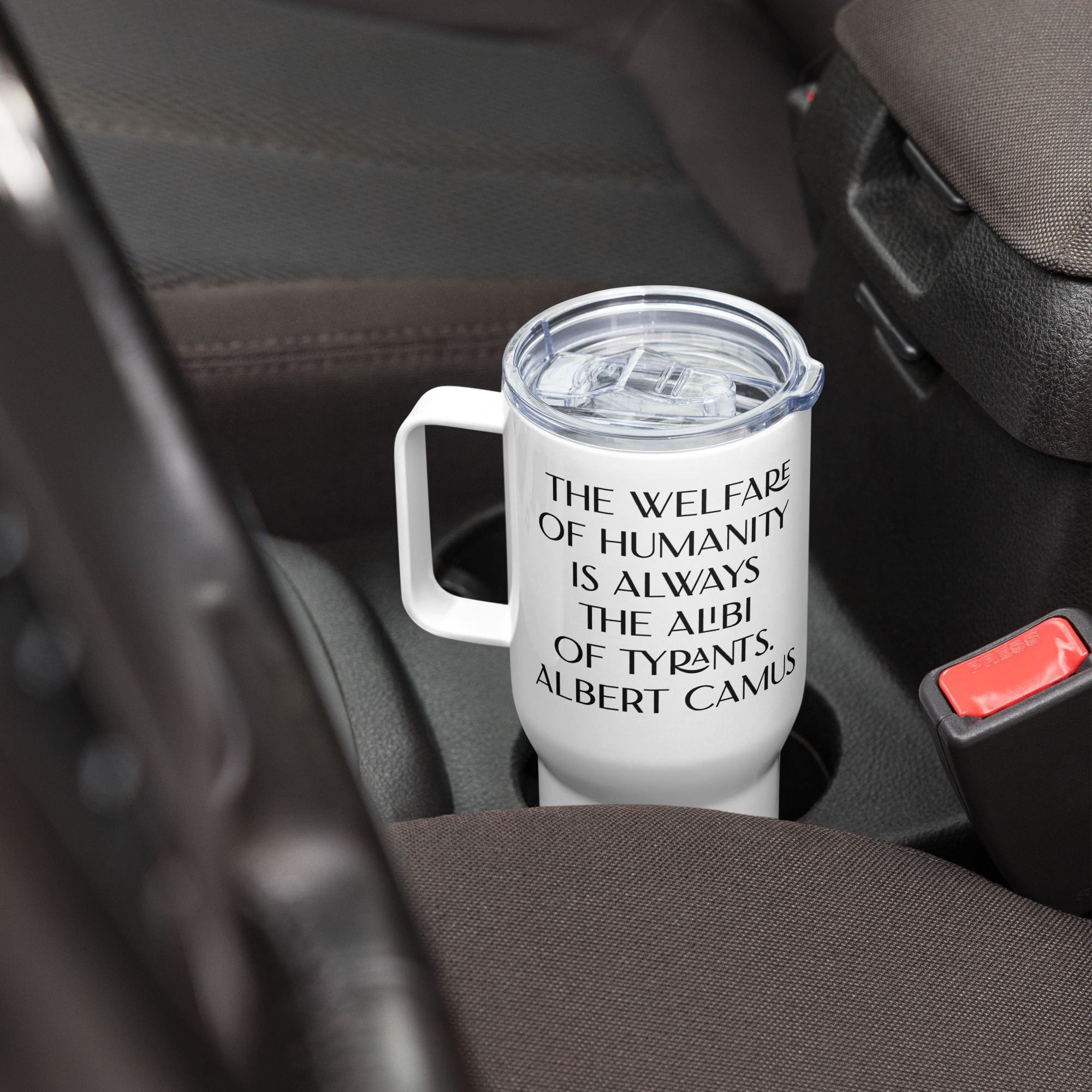Welfare of Humanity travel mug-with-a-handle-white-25-oz-right-6977af2942f3b