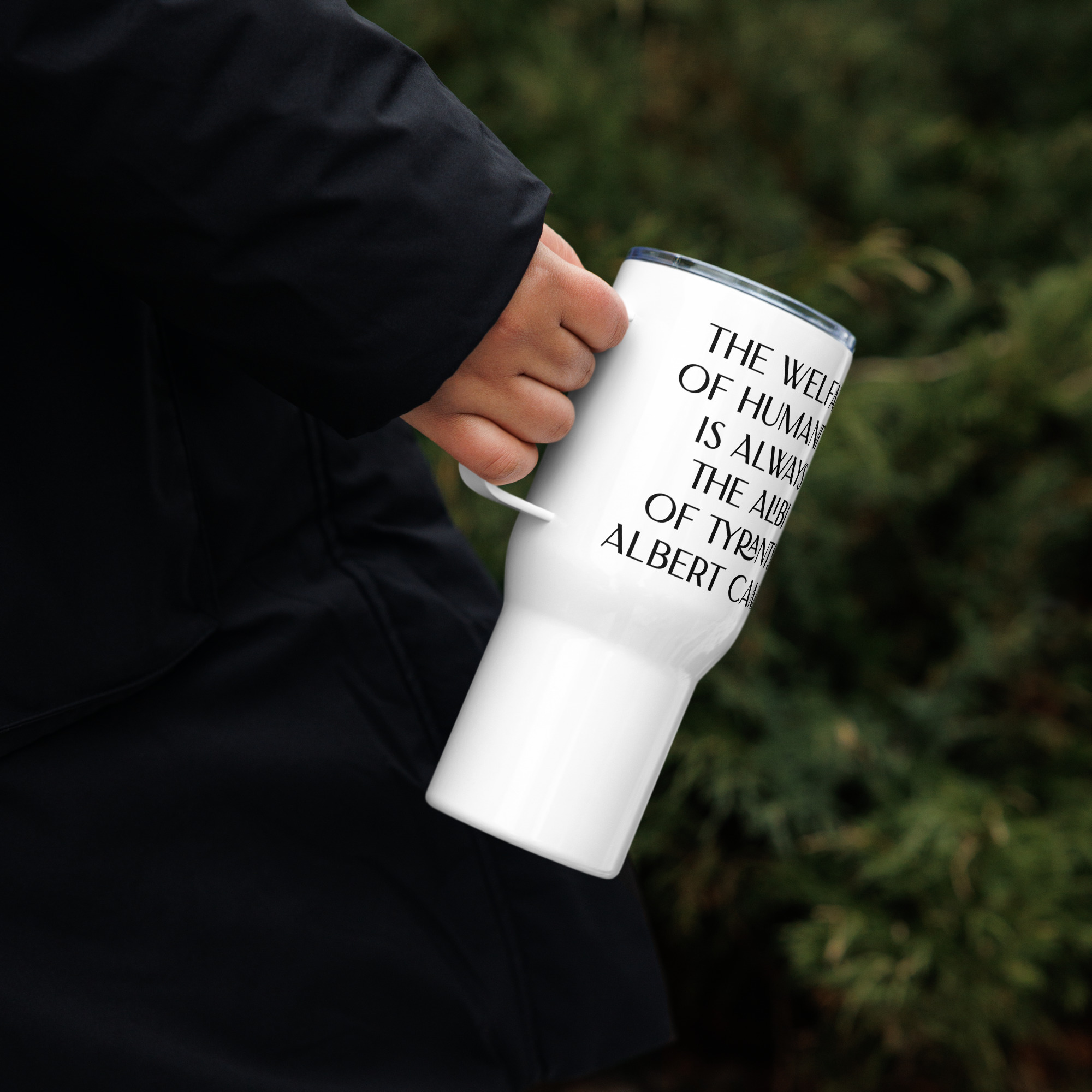 Welfare of Humanity travel mug-with-a-handle-white-25-oz-right-6977af2943b14