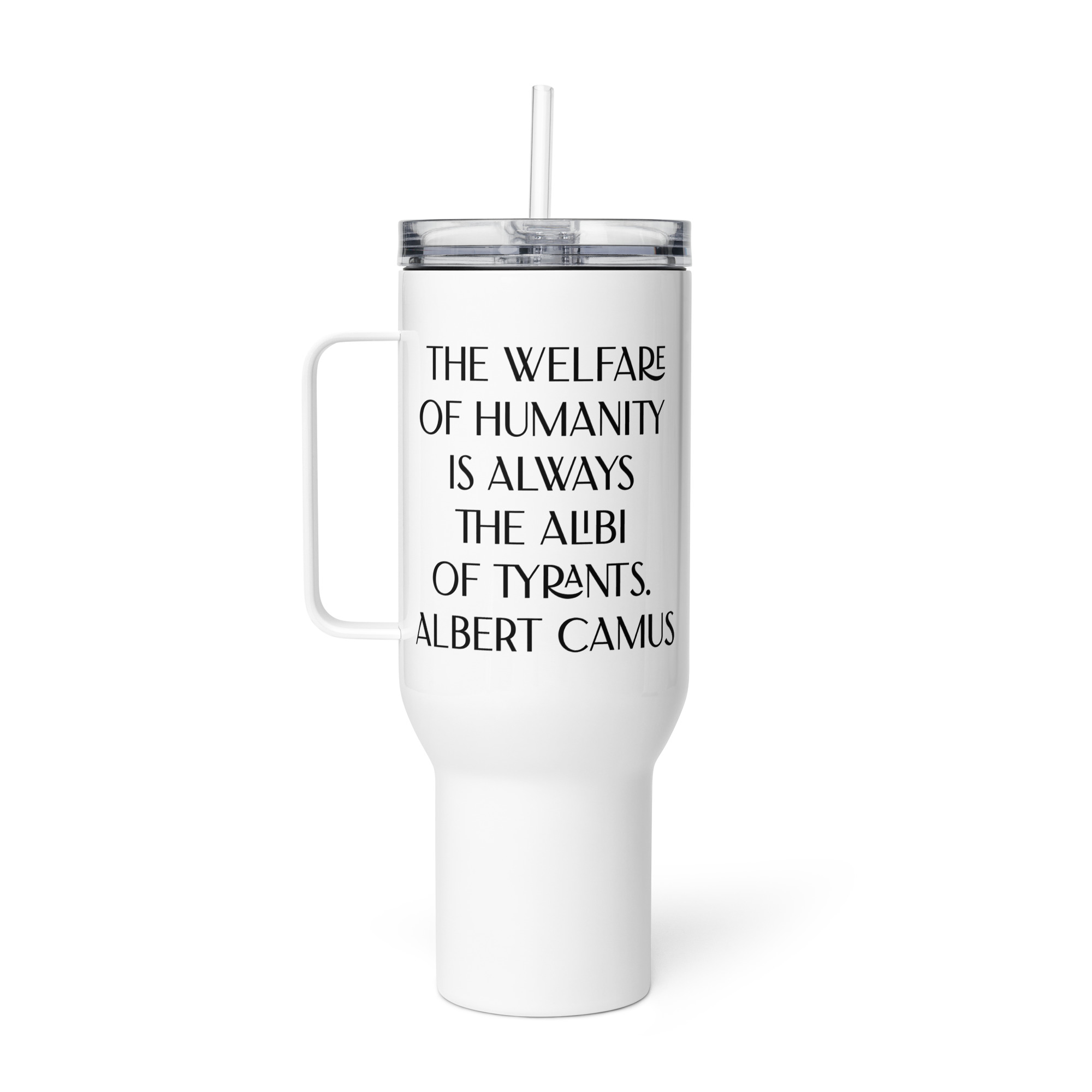 Welfare of Humanity travel mug-with-a-handle-white-40-oz-right-6977af29449a6
