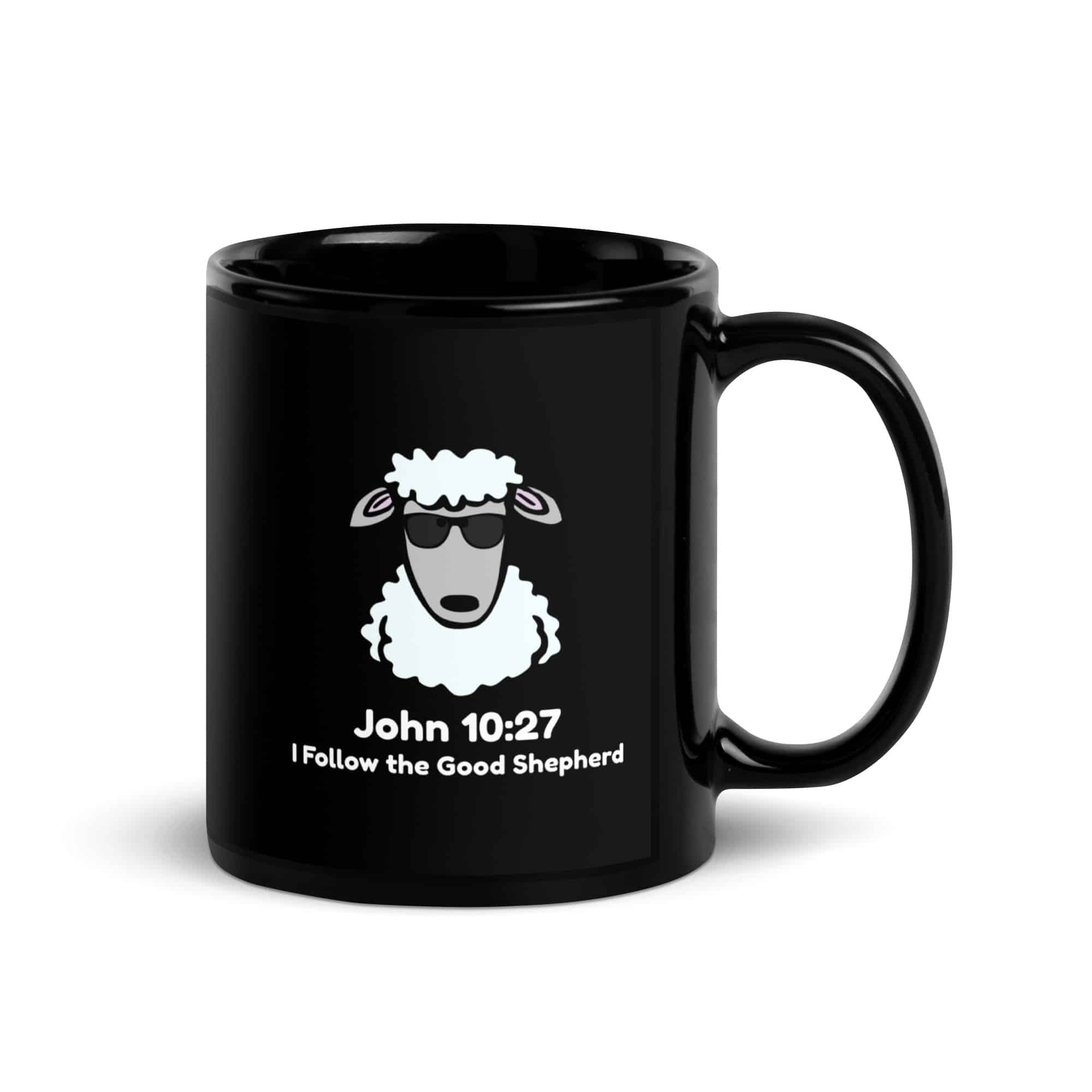 John 10:27 Cool Shepherd Black Glossy Mug