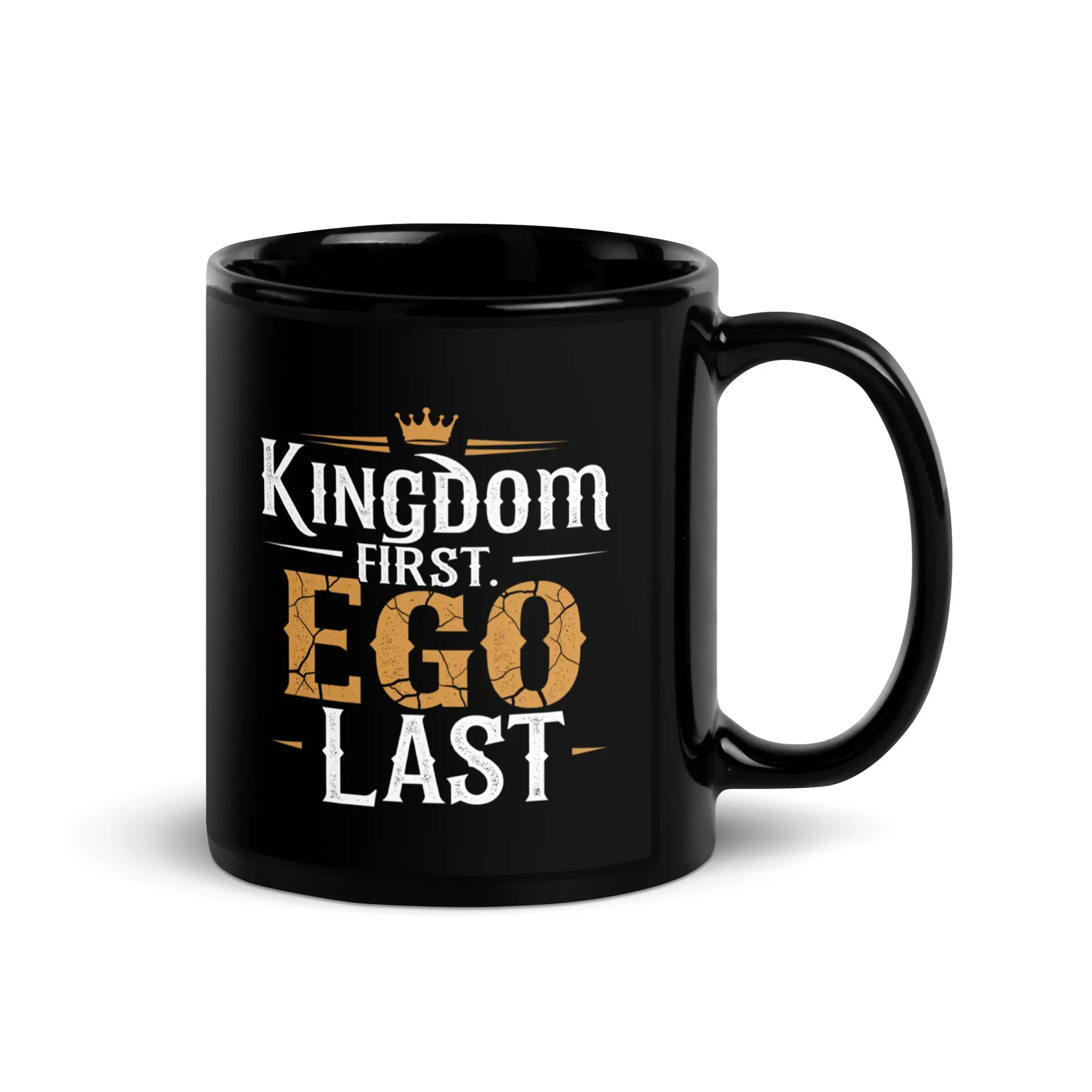 Kingdom First, Ego Last Black Glossy Mug