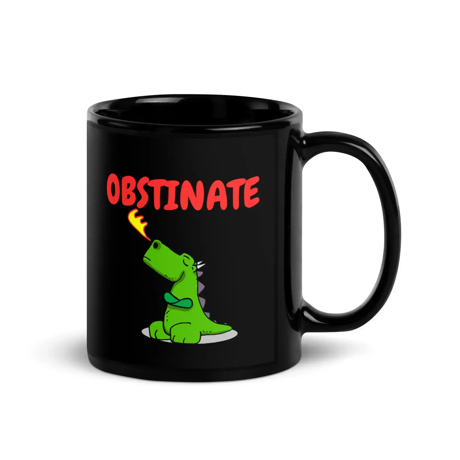 Obstinate Dragon Black Glossy Mug