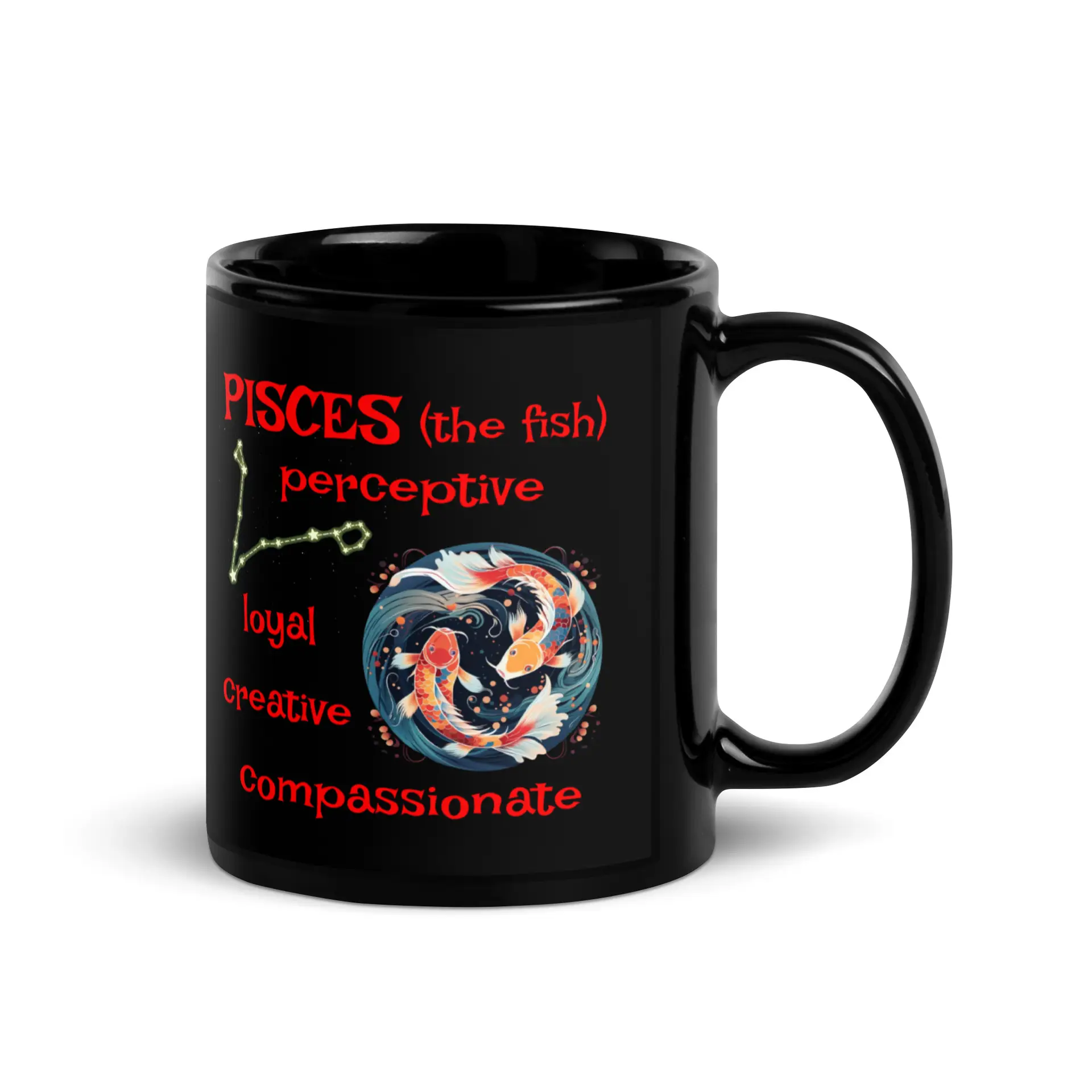 Pisces the Fish Black Glossy Mug