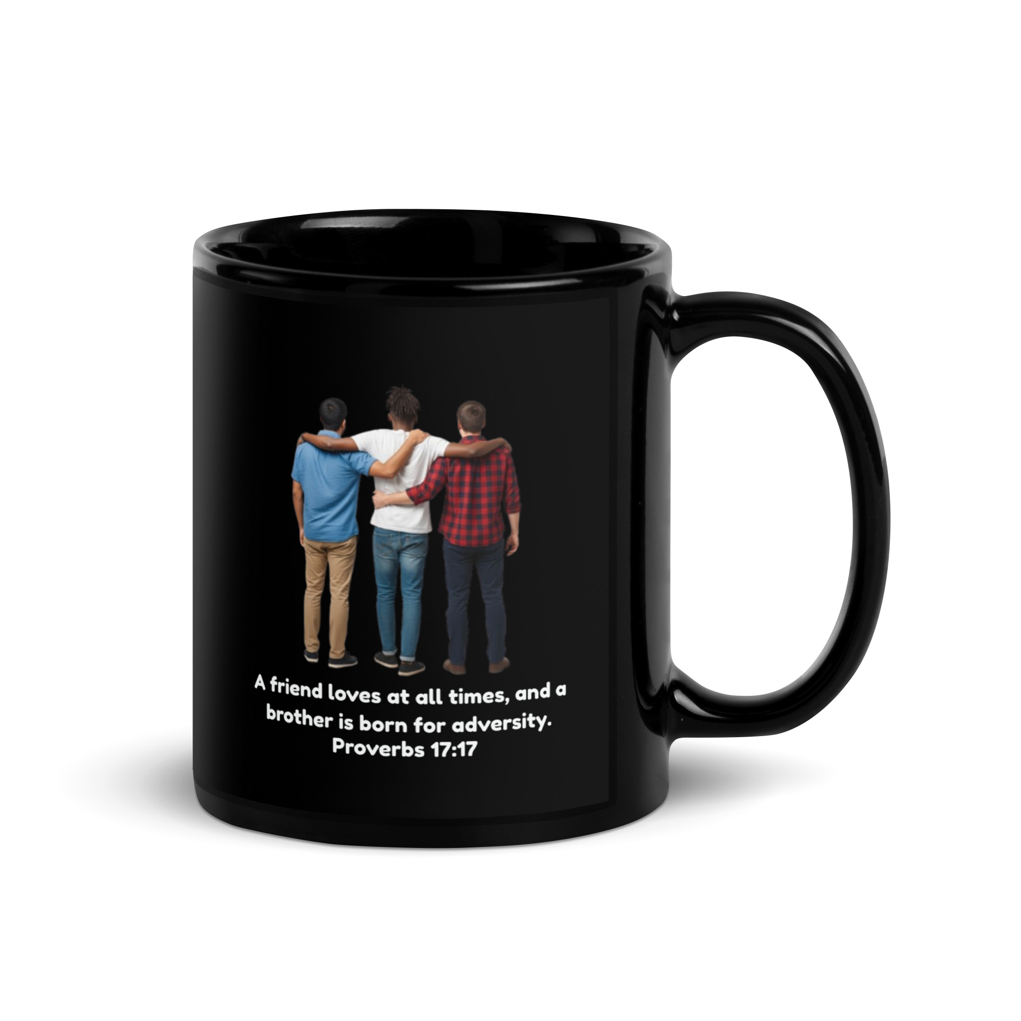 Proverbs 17:17 Trio (v2) Black Glossy Mug