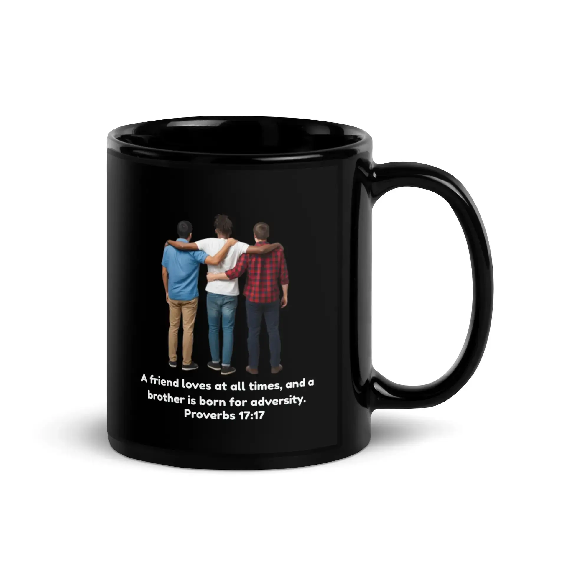 Proverbs 17:17 Trio (v2) Black Glossy Mug