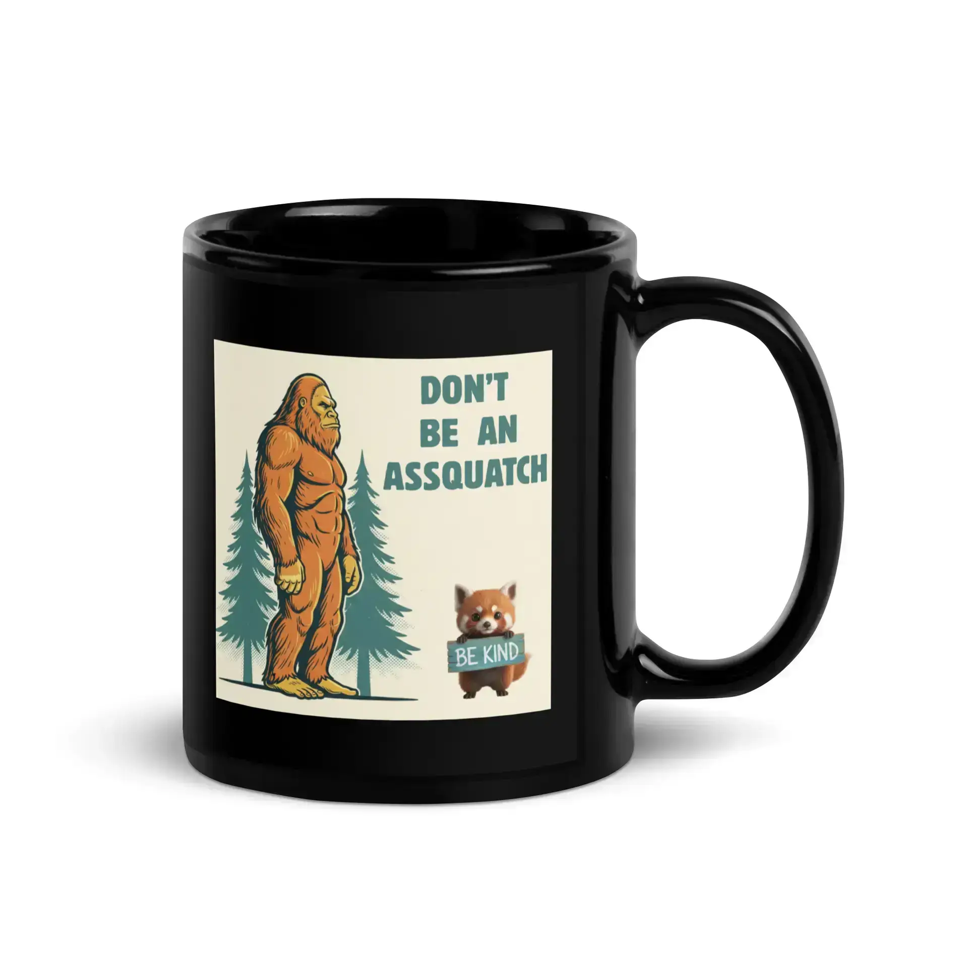 Sasquatch, Assquatch (v2) Black Glossy Mug
