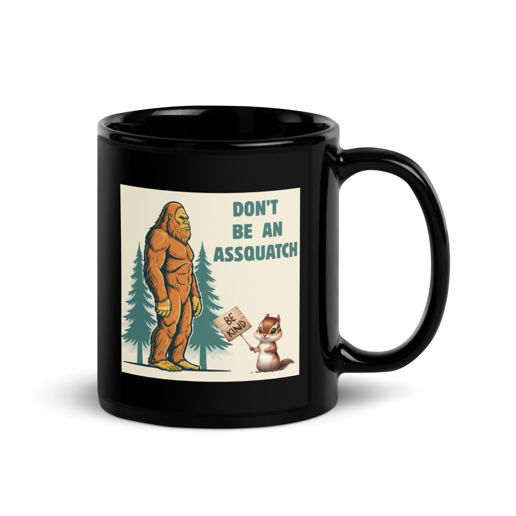 Sasquatch, Assquatch (v1) Black Glossy Mug